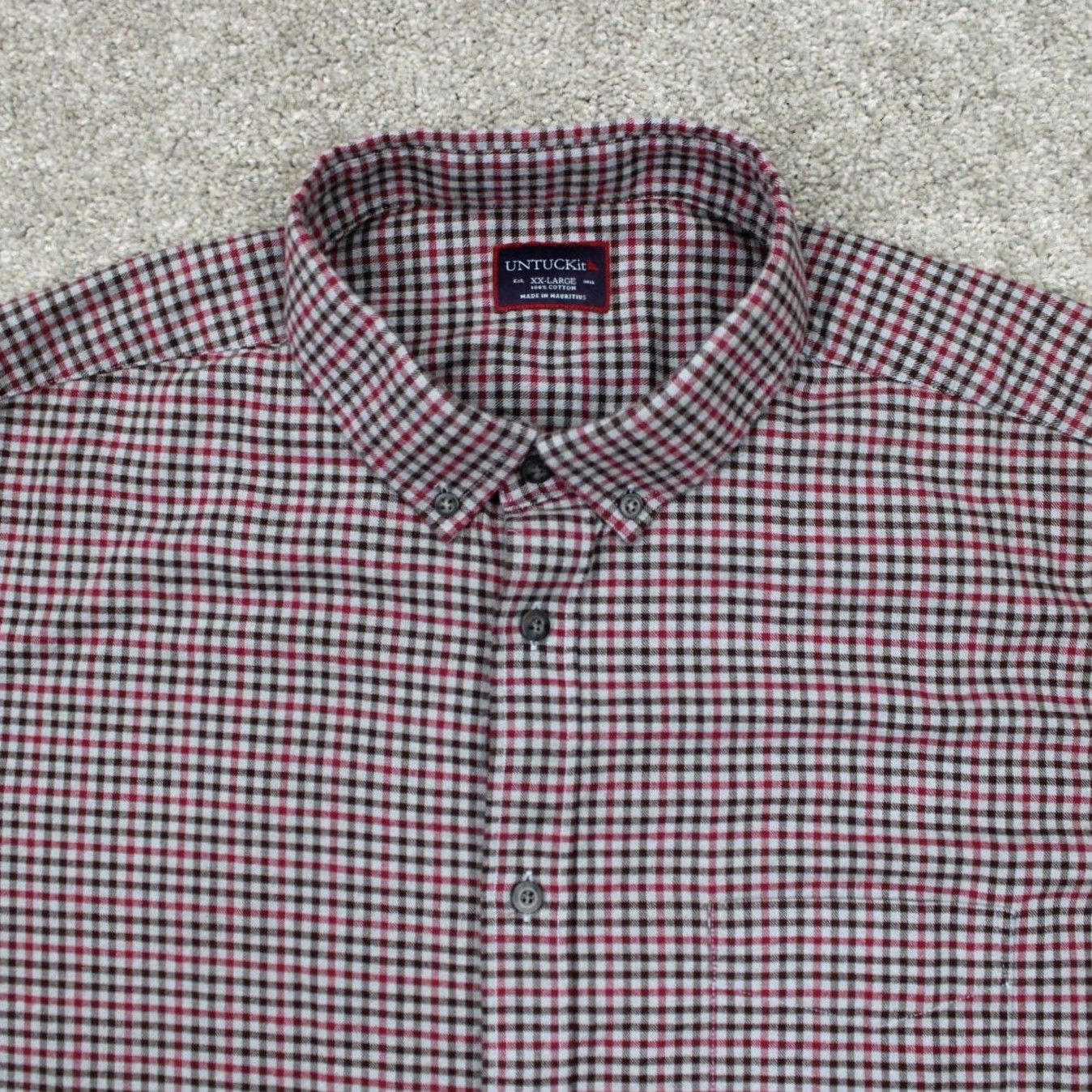 UNTUCKit UNTUCKit Shirt Mens 2XL XXL Red/Black/White Plaid Cotton L/S Button-Down Size US XXL / EU 58 / 5 - 5 Thumbnail