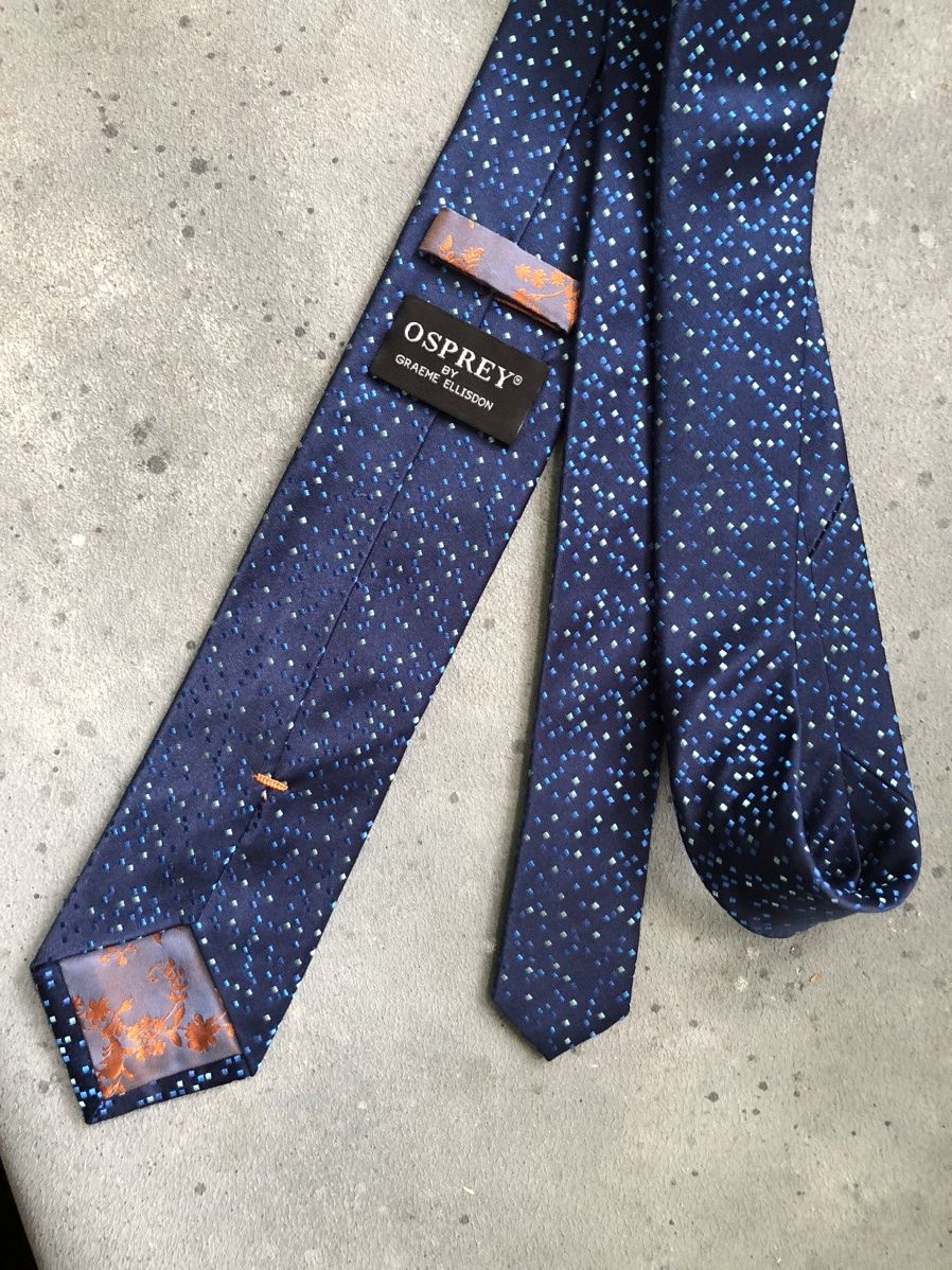 Osprey OSPREY of LONDON Men’s Silk Tie Navy Light Blue Geometric Size ONE SIZE - 2 Thumbnail