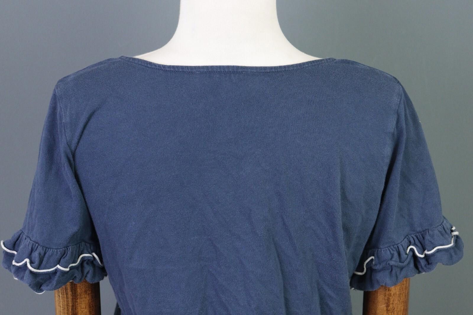 Designer Sezane Blue V-Neck Short Sleeve Top Blouse Shirt Size S Size S / US 4 / IT 40 - 10 Thumbnail
