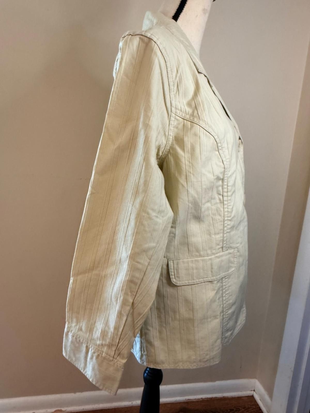 Other Denim & Co. light green boho cotton jacket button front LG Size L / US 10 / IT 46 - 2 Thumbnail