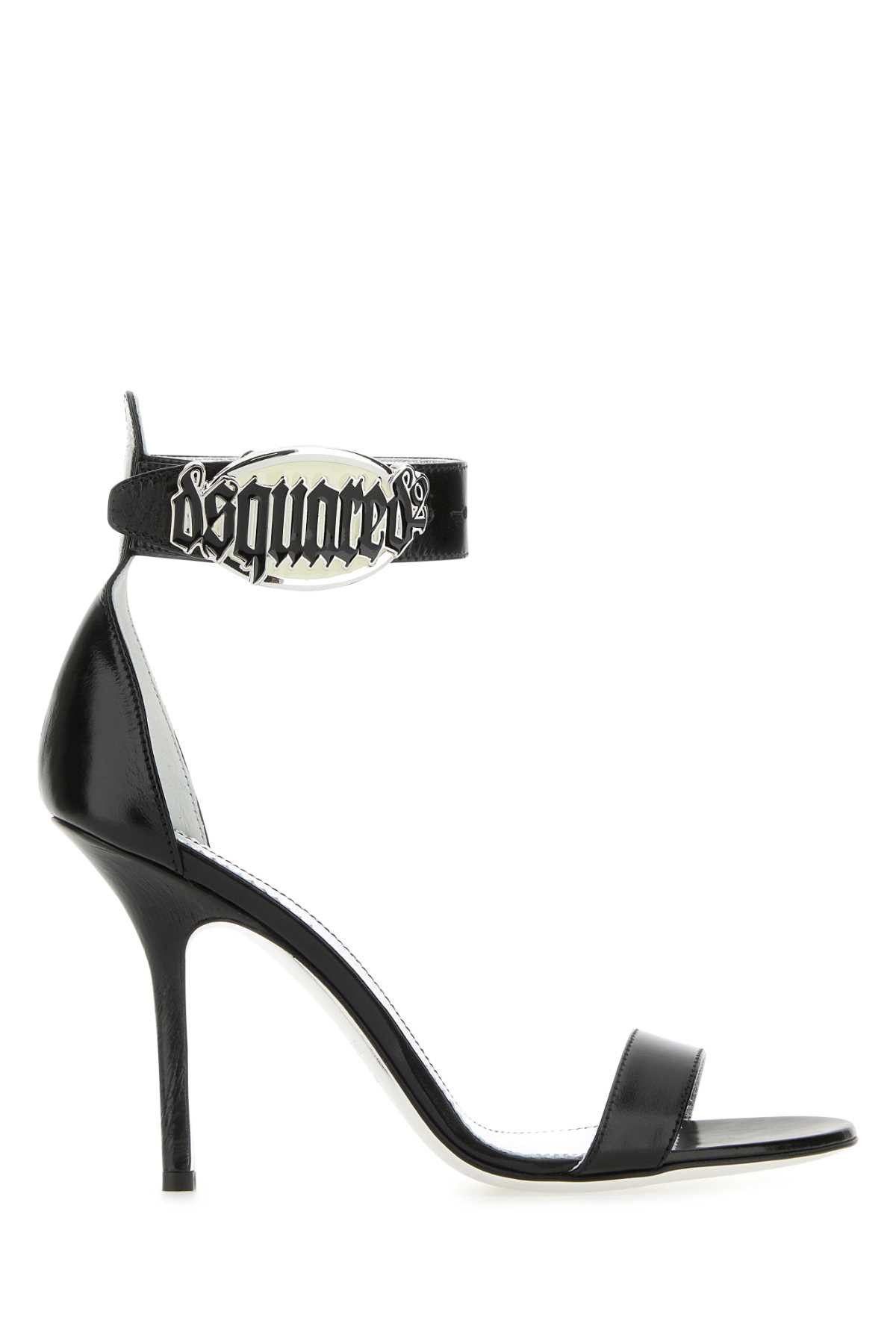 image of Dsquared2 Black Leather Sandals, Women's (Size 6)