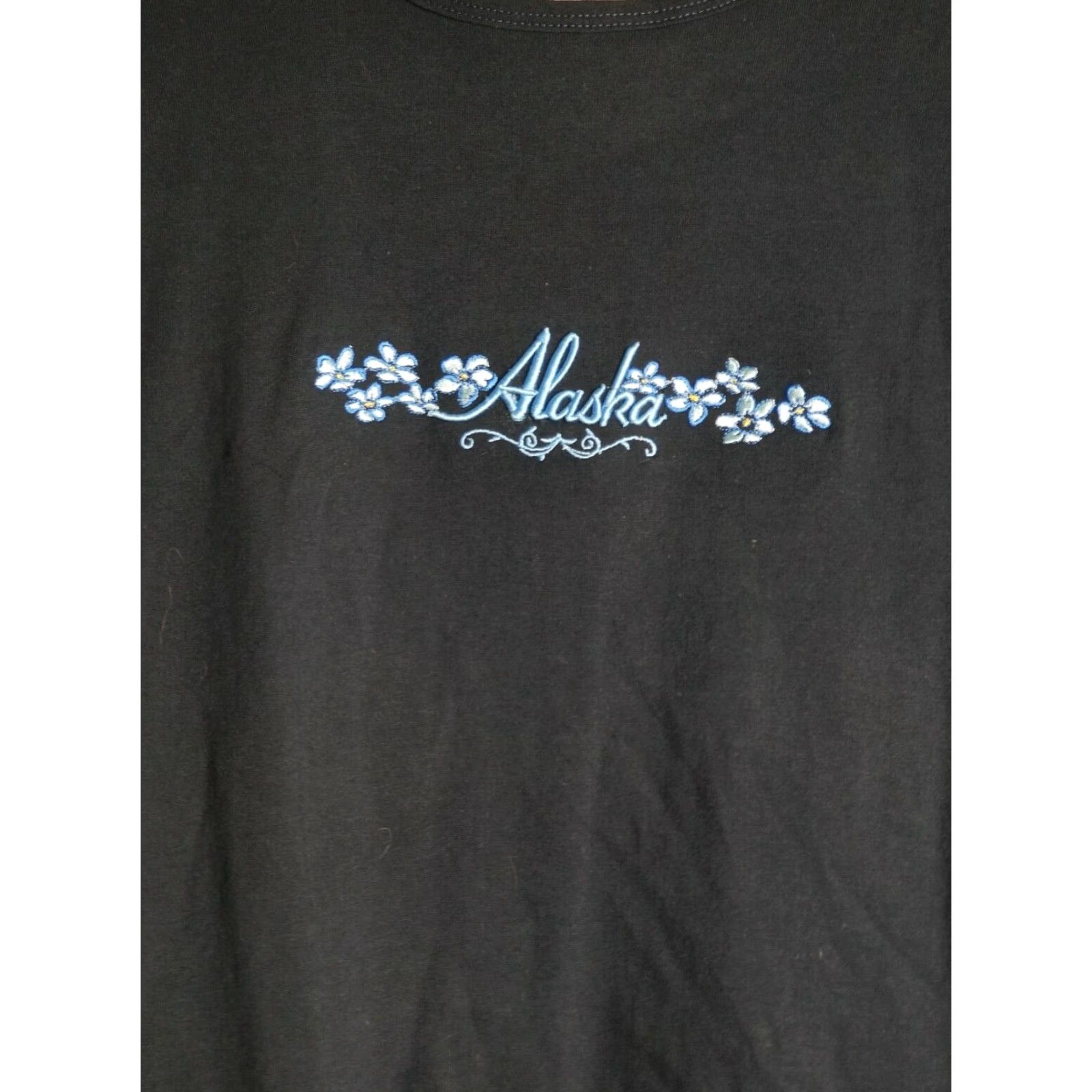 Vintage Retro Travel Alaska Embroidered Graphic T Shirt Blue Womens Medium Size M / US 6-8 / IT 42-44 - 2 Thumbnail