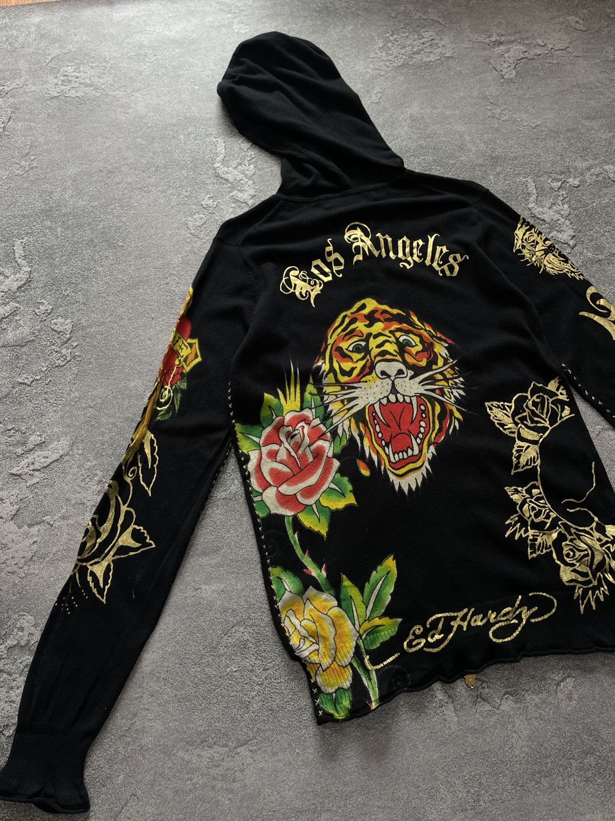 Ed Hardy VTG Ed Hardy Black Roses And Tiger Tattoo Logo Zip Hoodie Size M / US 6-8 / IT 42-44 - 13 Thumbnail