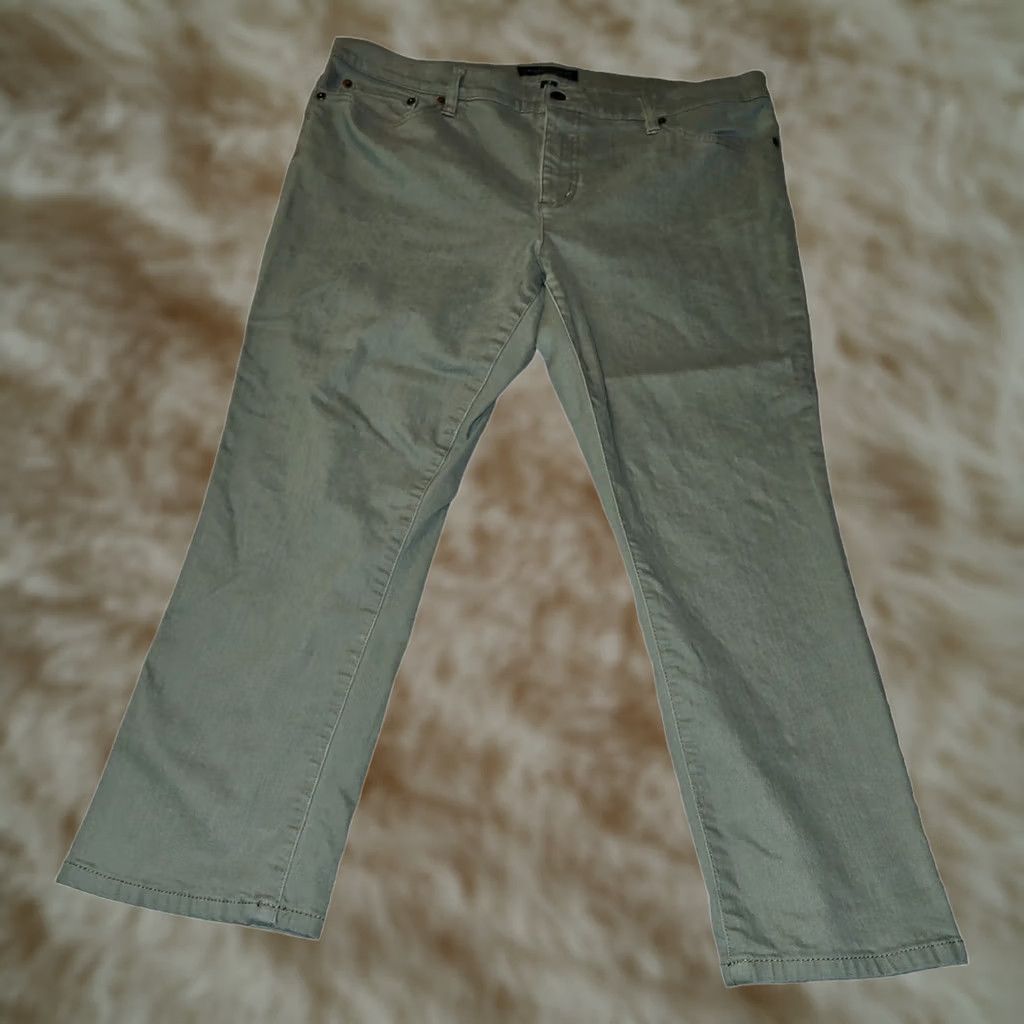 CO Lauren Jeans Co Women's Green Modern Straight Cropped Denim Jeans Size 16 Size 38" / US 16 / IT 52 - 1 Thumbnail