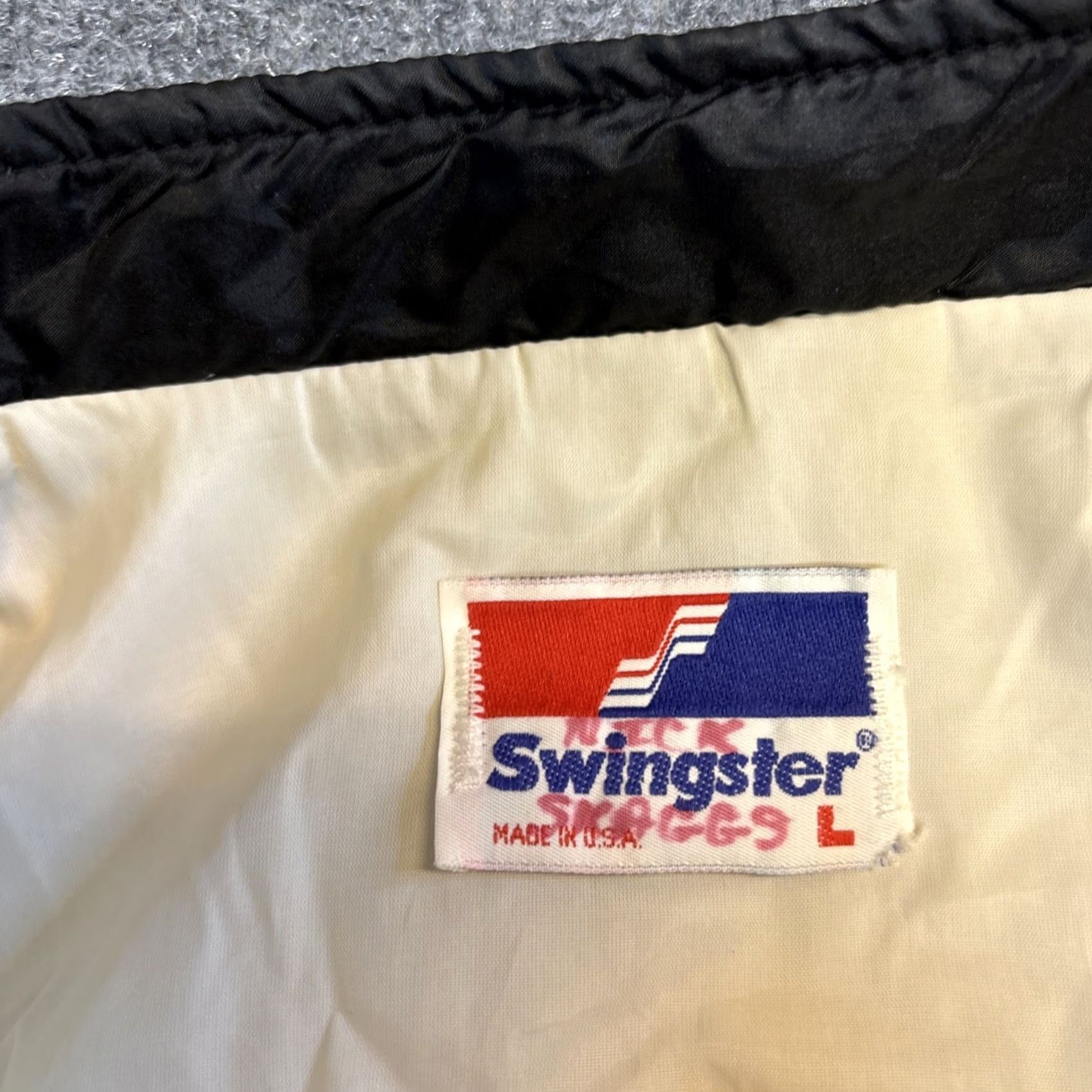 Vintage VINTAGE Swingster Windbreaker Jacket Racing Men L Red Black Mock Collar Snap On Nylon Size US L / EU 52-54 / 3 - 3 Thumbnail