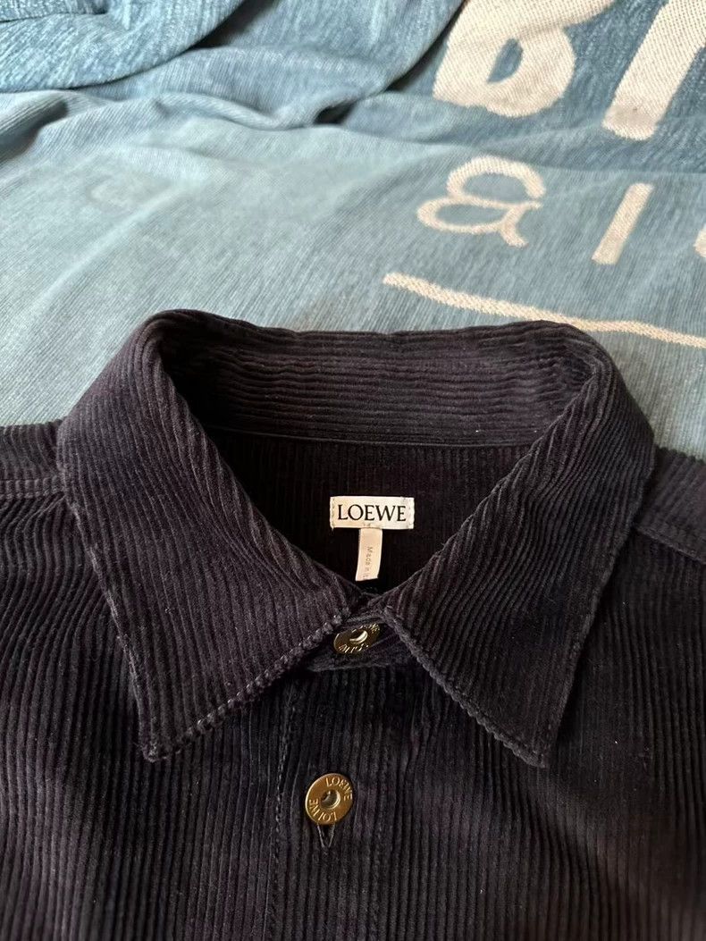 Loewe LOEWE Dark blue corduroy leather jacket Size L / US 10 / IT 46 - 3 Thumbnail
