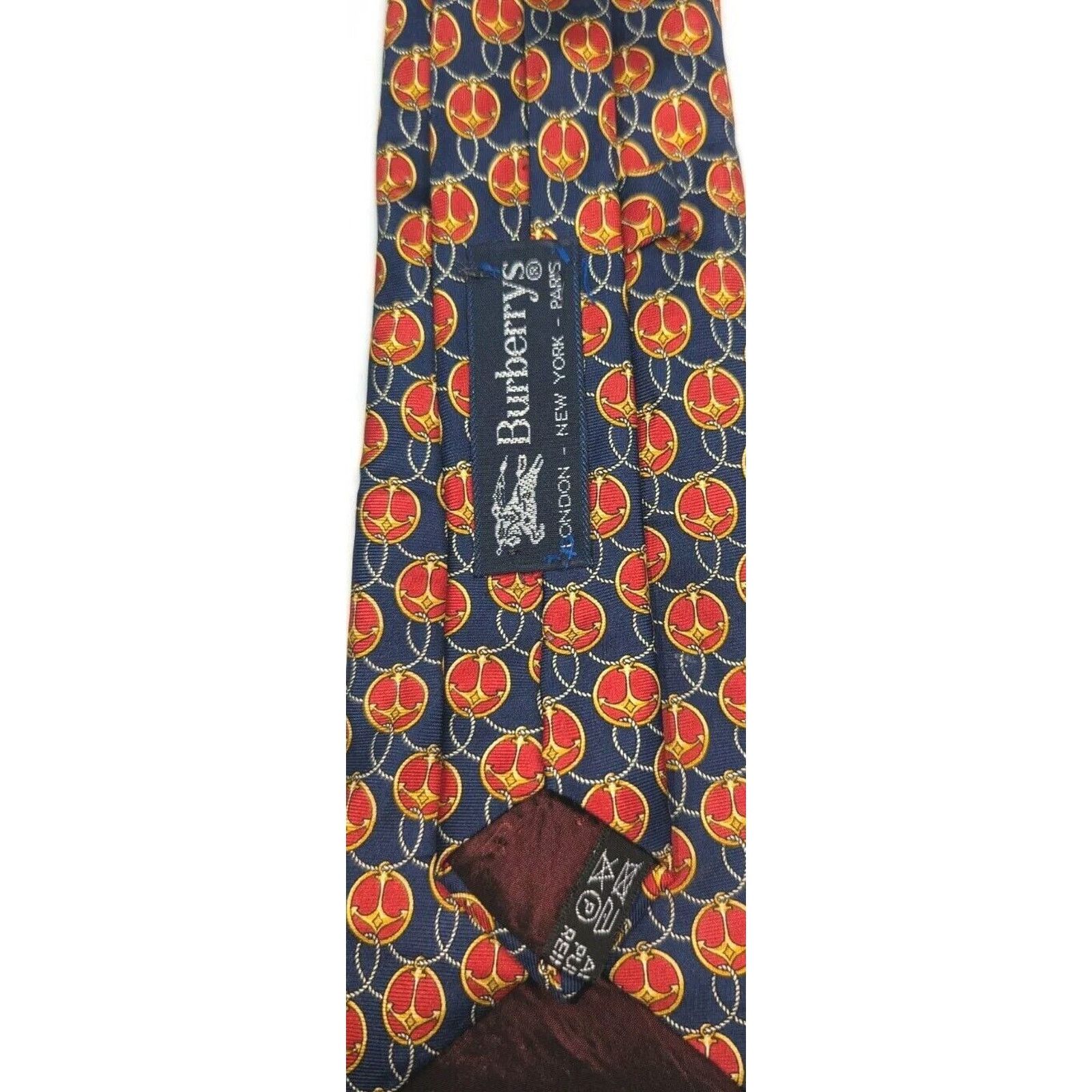 Burberry Vintage Burberrys All Silk Tie Anchor Design Made in France Size ONE SIZE - 5 Thumbnail