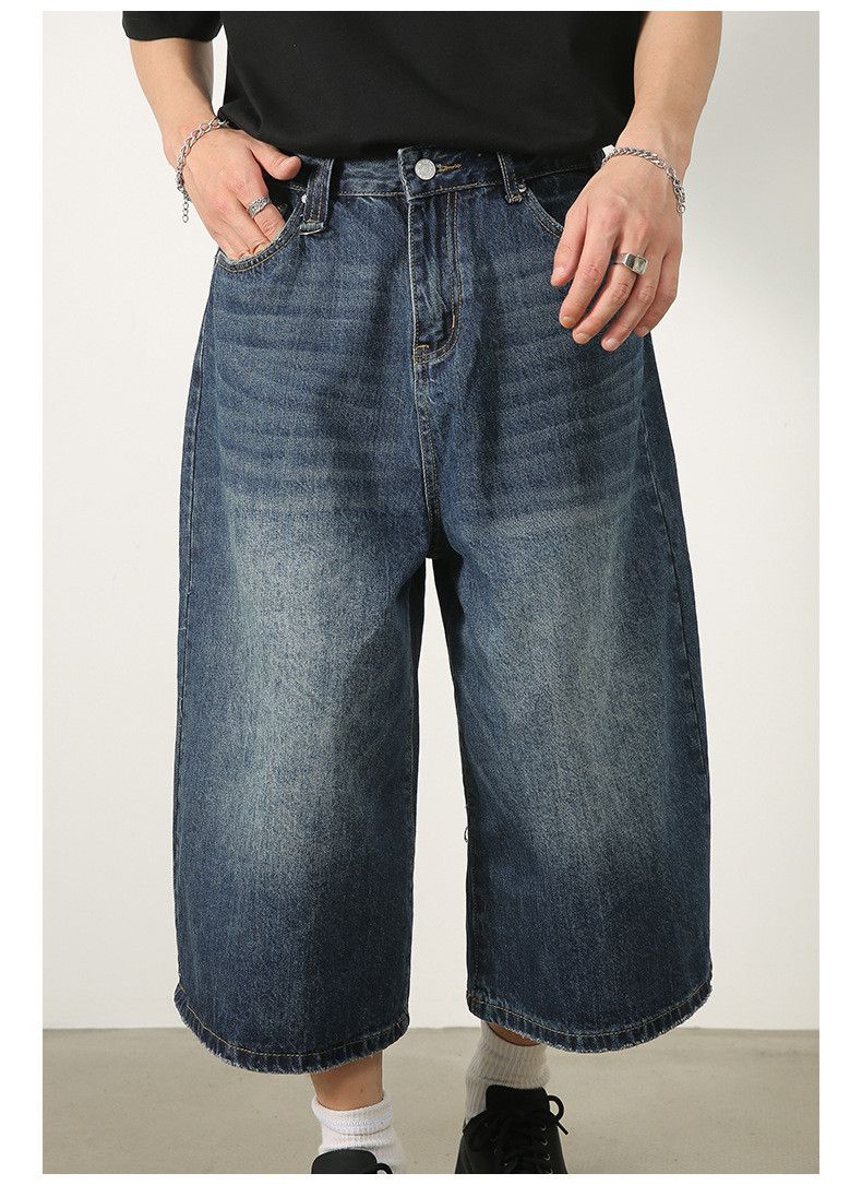 Japanese Brand × Jean Washed vintage distressed cropped straight denim shorts Size US 32 / EU 48 - 6 Thumbnail