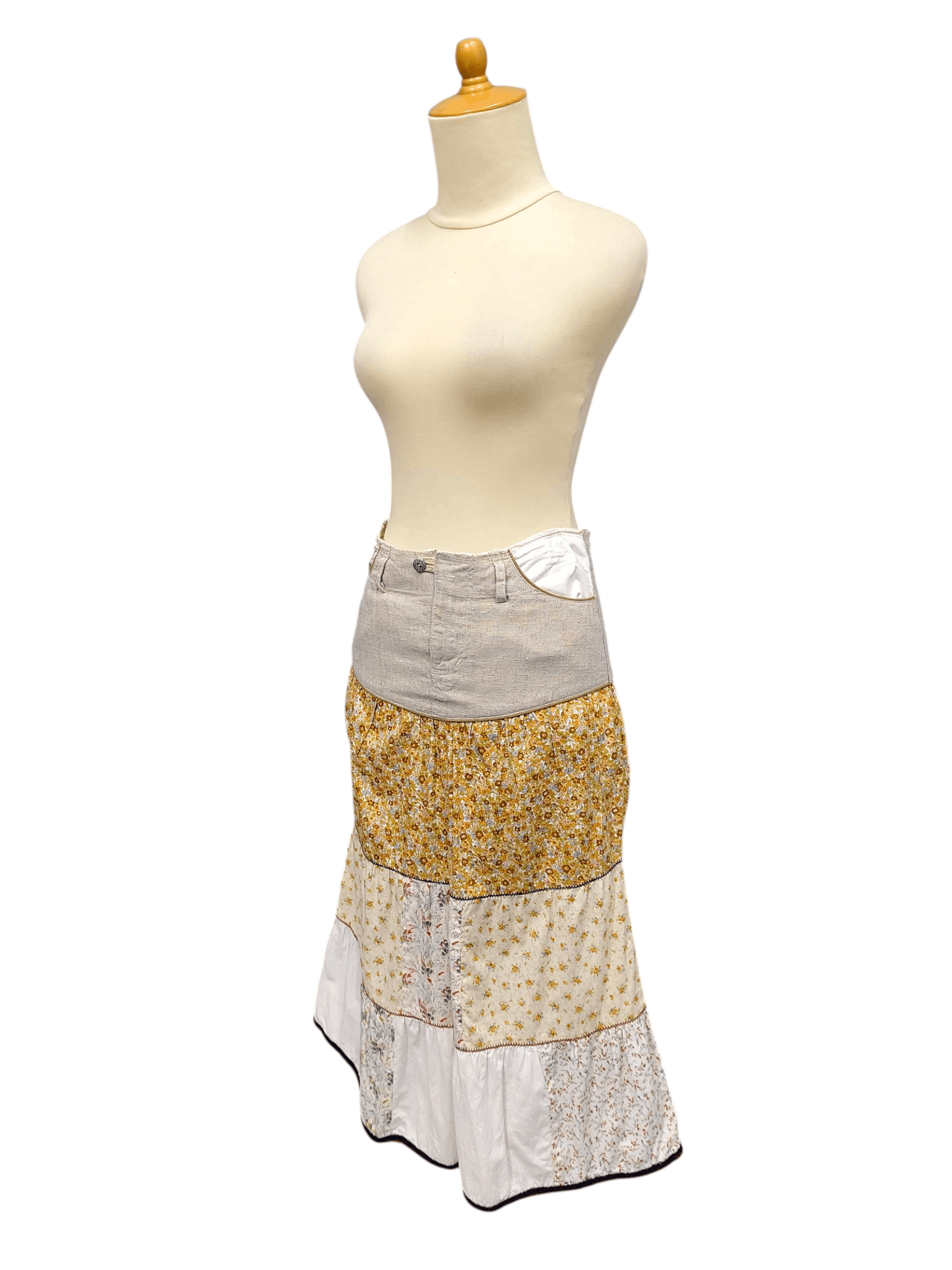Japanese Brand Wafflist Waffle🇯🇵 Pacthwork Hippie Bohemian Skirt Size 30" / US 8 / IT 44 - 2 Thumbnail