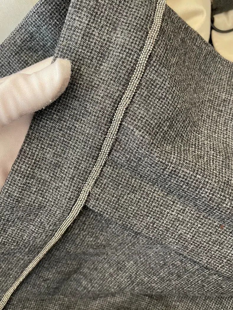 Brunello Cucinelli Brunello Cucinelli Dark Gray Beaded Raw Wool Casual Pants Size 26" / US 2 / IT 38 - 7 Thumbnail