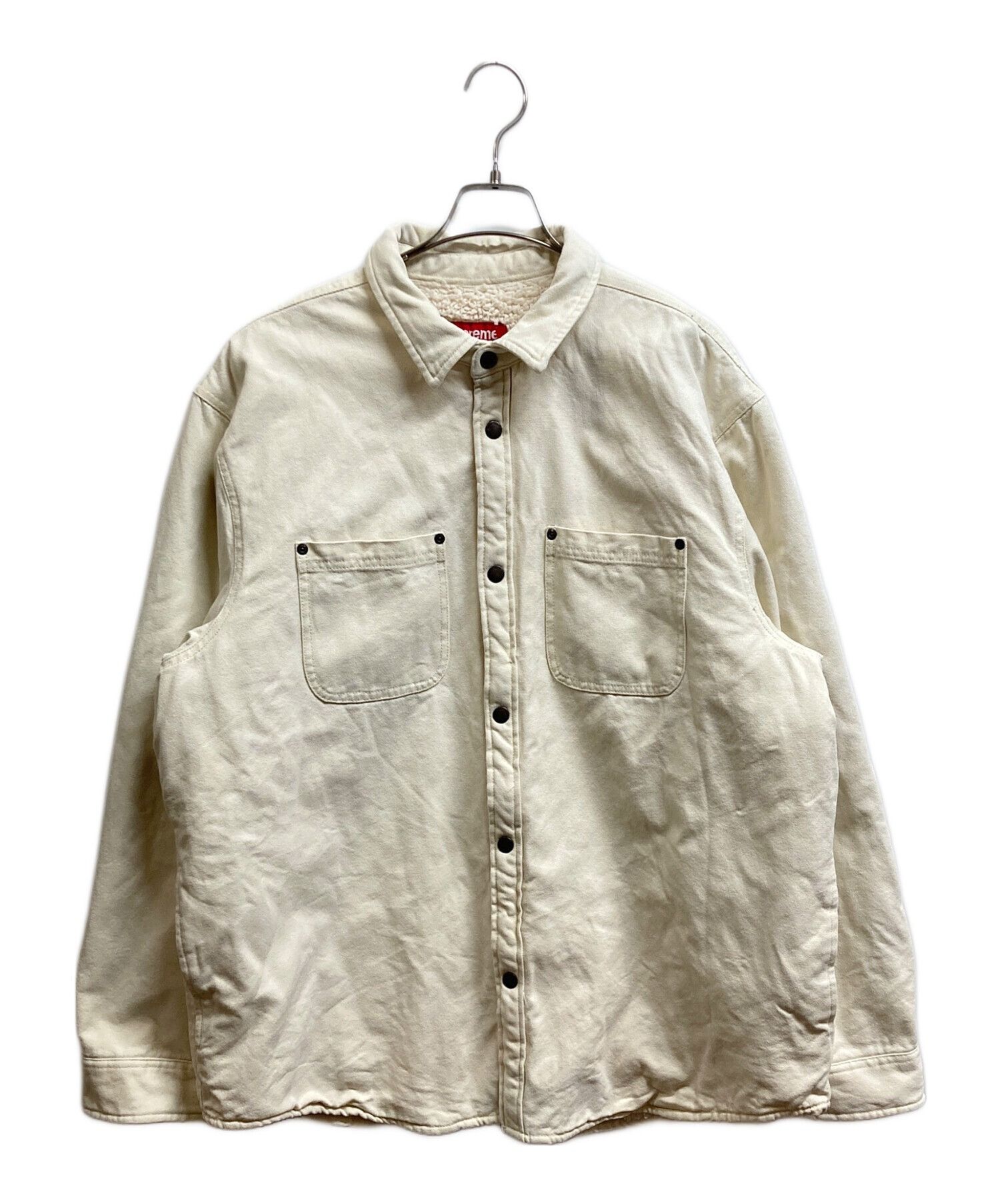 トップス Supreme XL Size Ivory Shirt Work Lined Shearling Faux 24FW SUPREME Supreme 24fw Shirs Work White  トップス