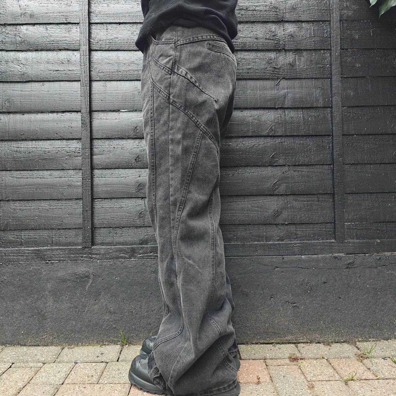 Other Japanese Overdyed Black Wide Leg Seam Flared Jeans Size US 34 / EU 50 - 3 Thumbnail