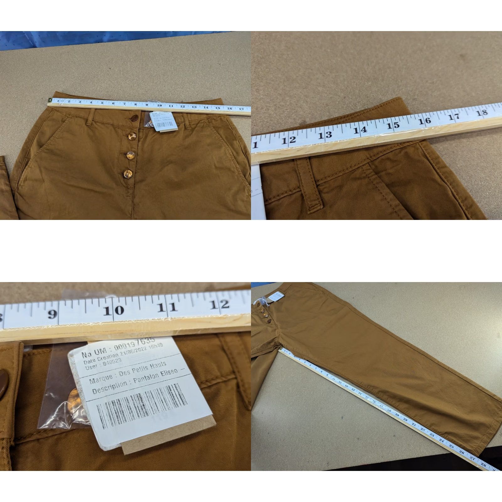 Vintage Des Petits Hauts Beige Chino Pants Sz 3 W31 L27.5 Beige Khaki Straight Womens Pants Size 24" / US 00 / IT 34 - 8 Thumbnail