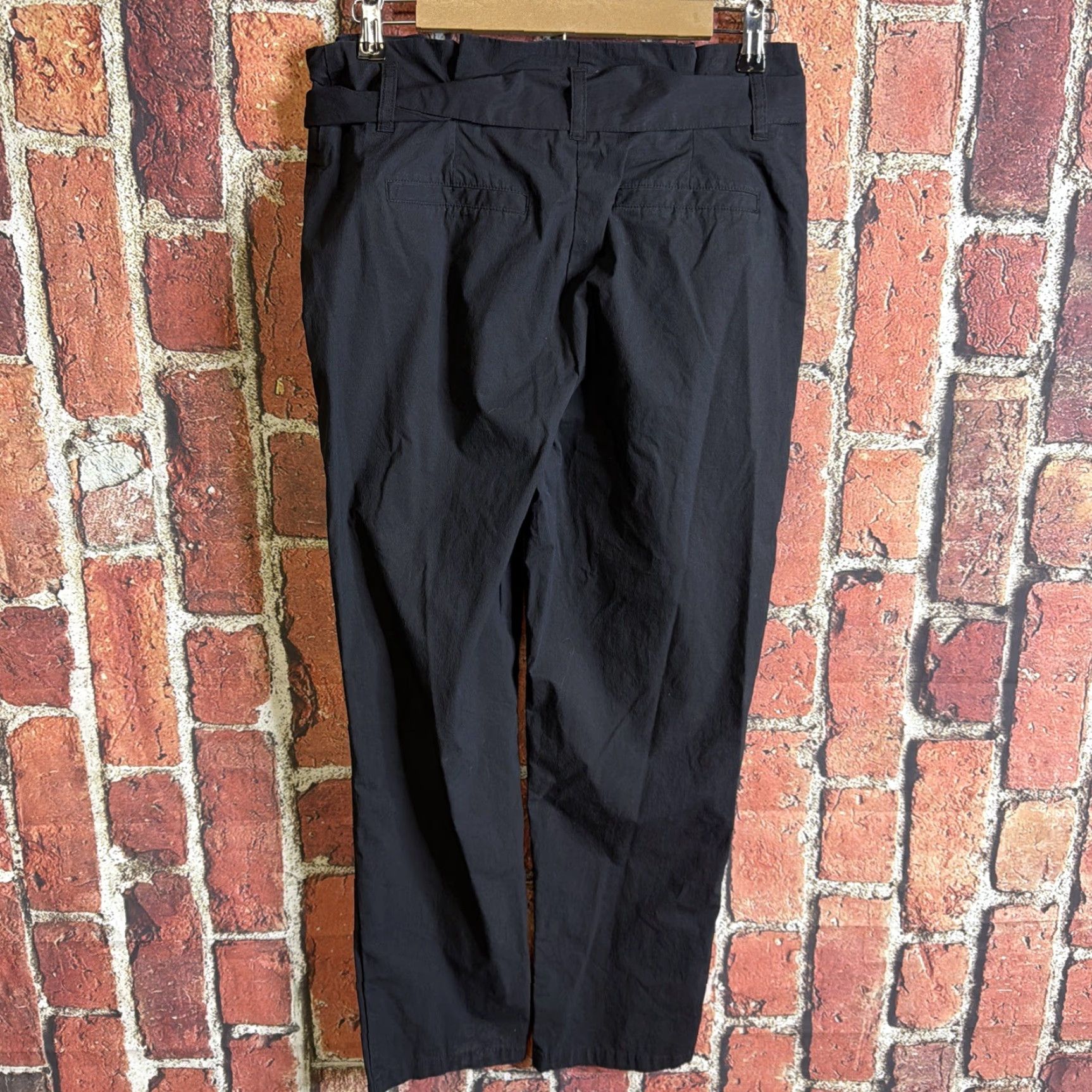 J.Crew VINTAGE J.Crew Black Wide Leg Crop Paper Bag Waist Pants Belted Womens Size 6 Size 28" / US 6 / IT 42 - 3 Thumbnail
