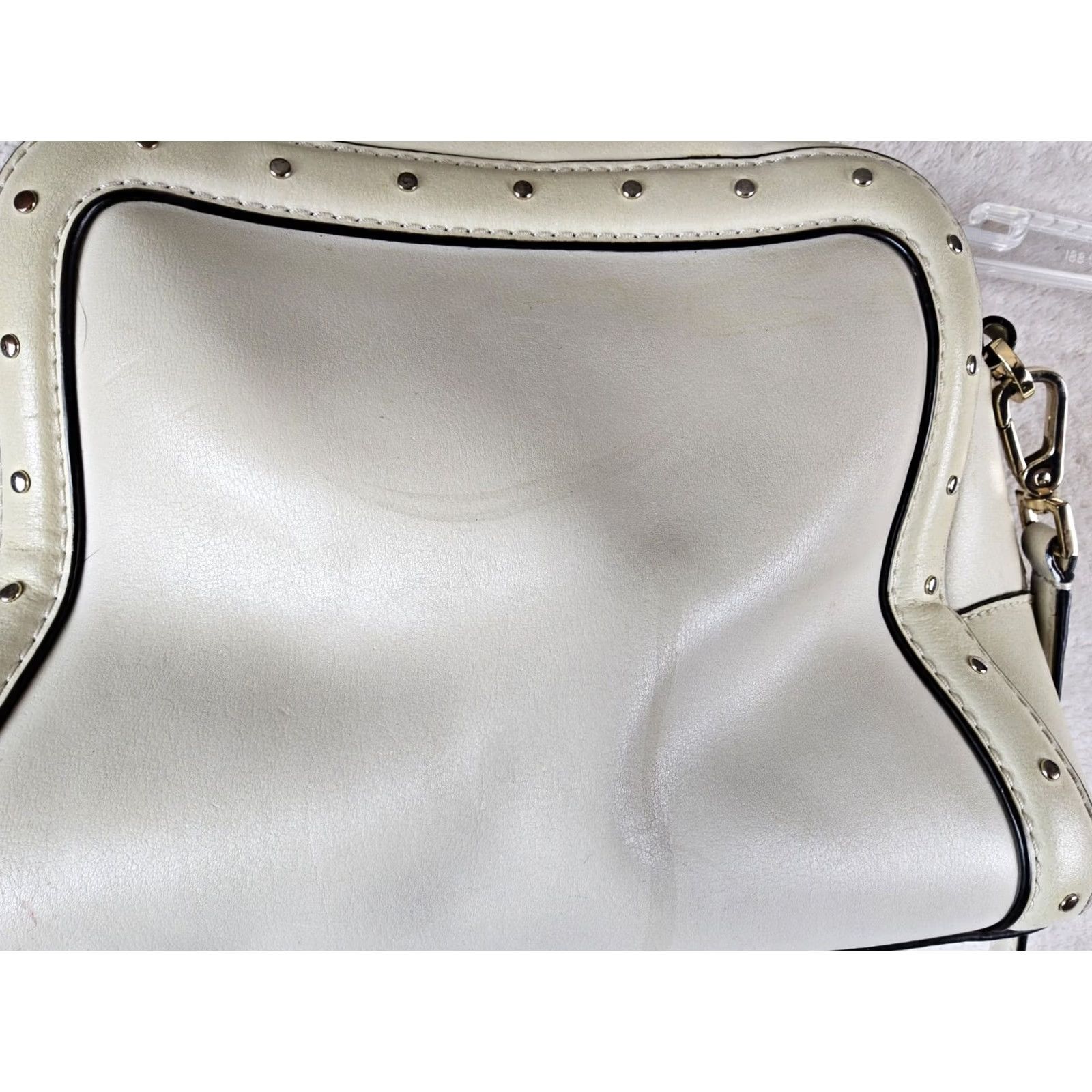 Vintage kate spade new york Satchel Crossbody Shoulder Handbag Purse Ivory Leather Double Handles Women Size ONE SIZE - 5 Thumbnail