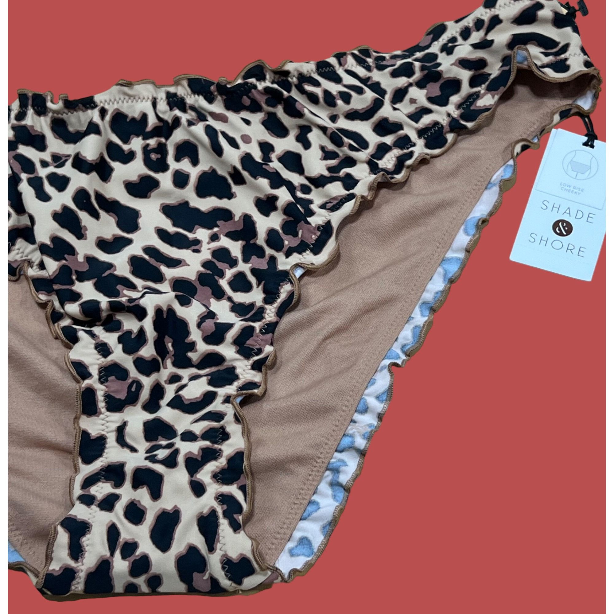 Other Shade & Shore - Women's Ruffle Cheeky Bikini Bottom-Animal P Size ONE SIZE - 13 Thumbnail