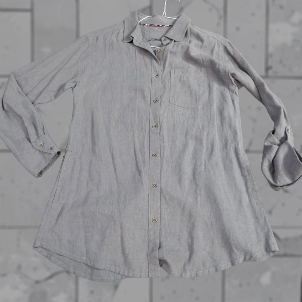Prana prAna Aster Womens Button-Up Shirt M Gray Solid Hemp Size M / US 6-8 / IT 42-44 - 1 Thumbnail