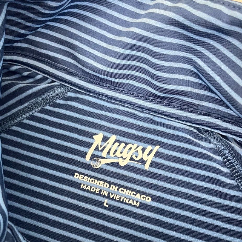Vintage Mugsy Pullover Mens L Blue Striped Active Quarter Zip Performance Stretch Golf Size US L / EU 52-54 / 3 - 3 Thumbnail