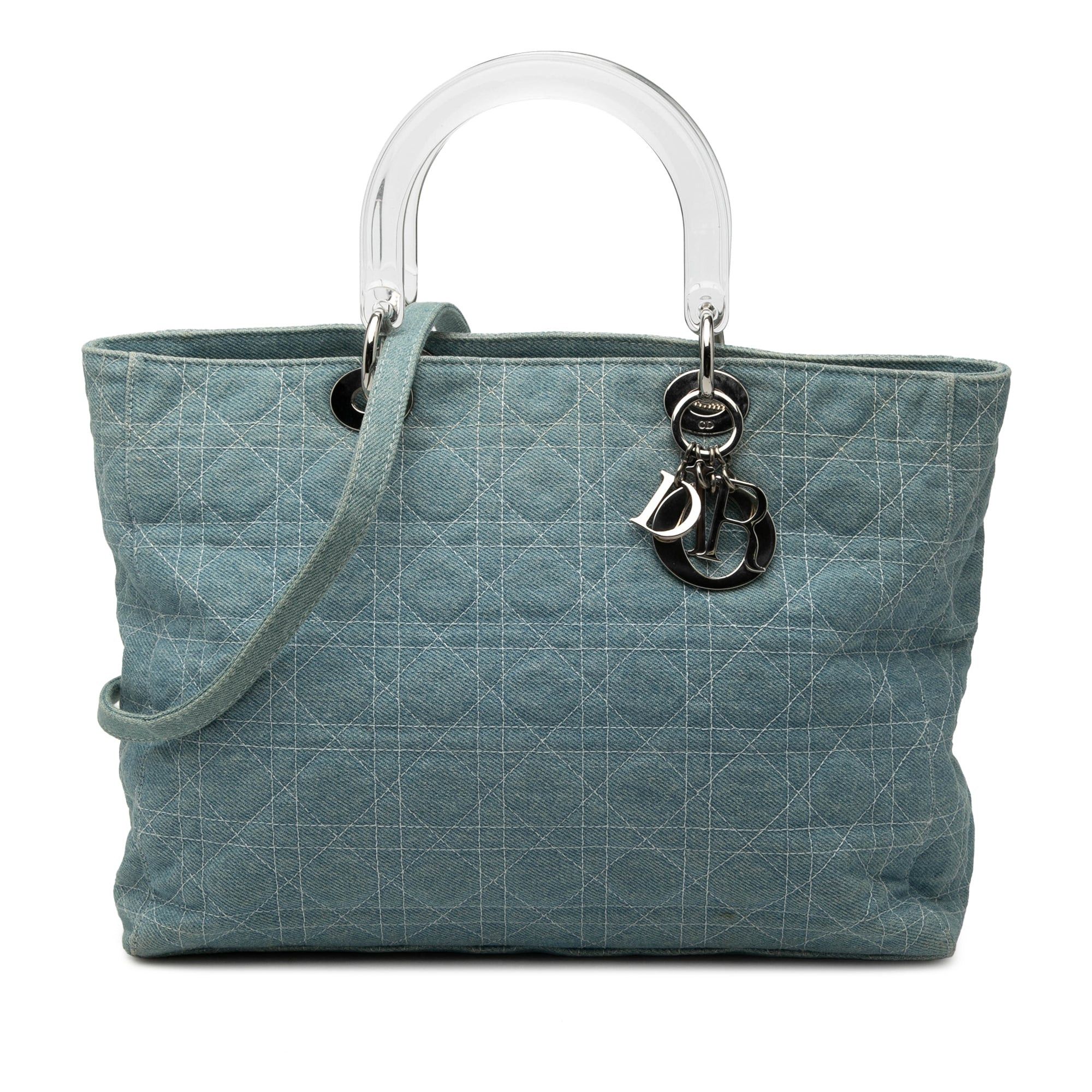 Dior Large Denim Cannage Acrylic Handles Lady Dior Size ONE SIZE - 1 Thumbnail