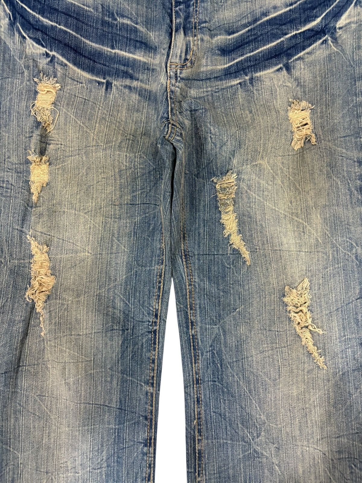 Yoshiyuki Konishi Vintage Japanese Brand Crack Wash Distressed Flare Jeans Size 34" / US 12 / IT 48 - 5 Thumbnail