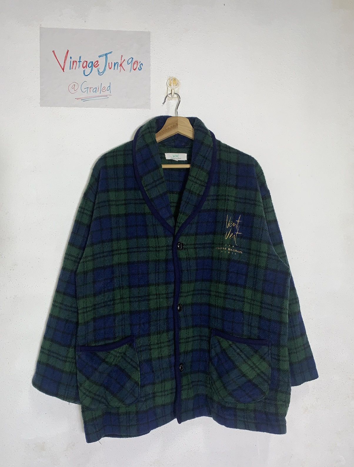 Vintage Vintage Vent Vert Pierre Balmain Fleece Jacket Size US L / EU 52-54 / 3 - 1 Thumbnail