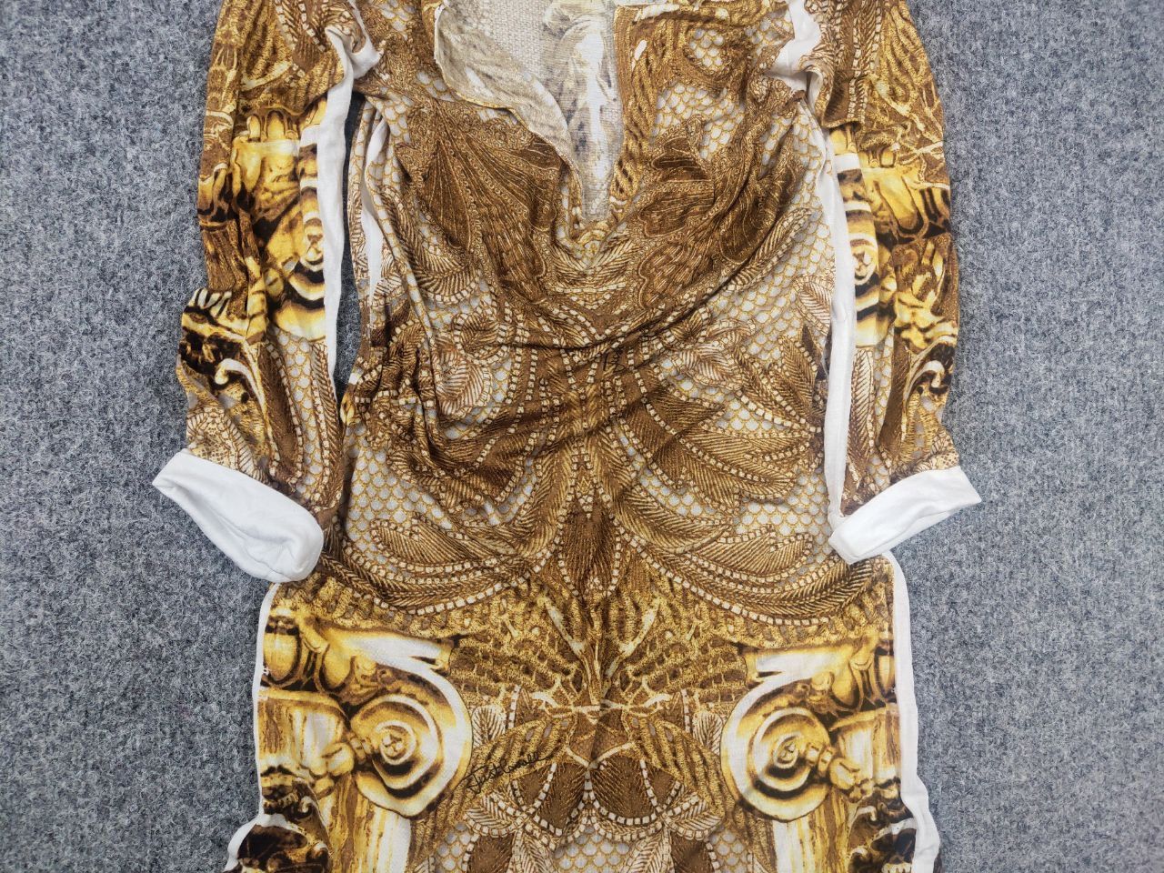 Just Cavalli Just Cavalli Design cocktail midi dress gold pattern sleeves Size S / US 4 / IT 40 - 5 Thumbnail