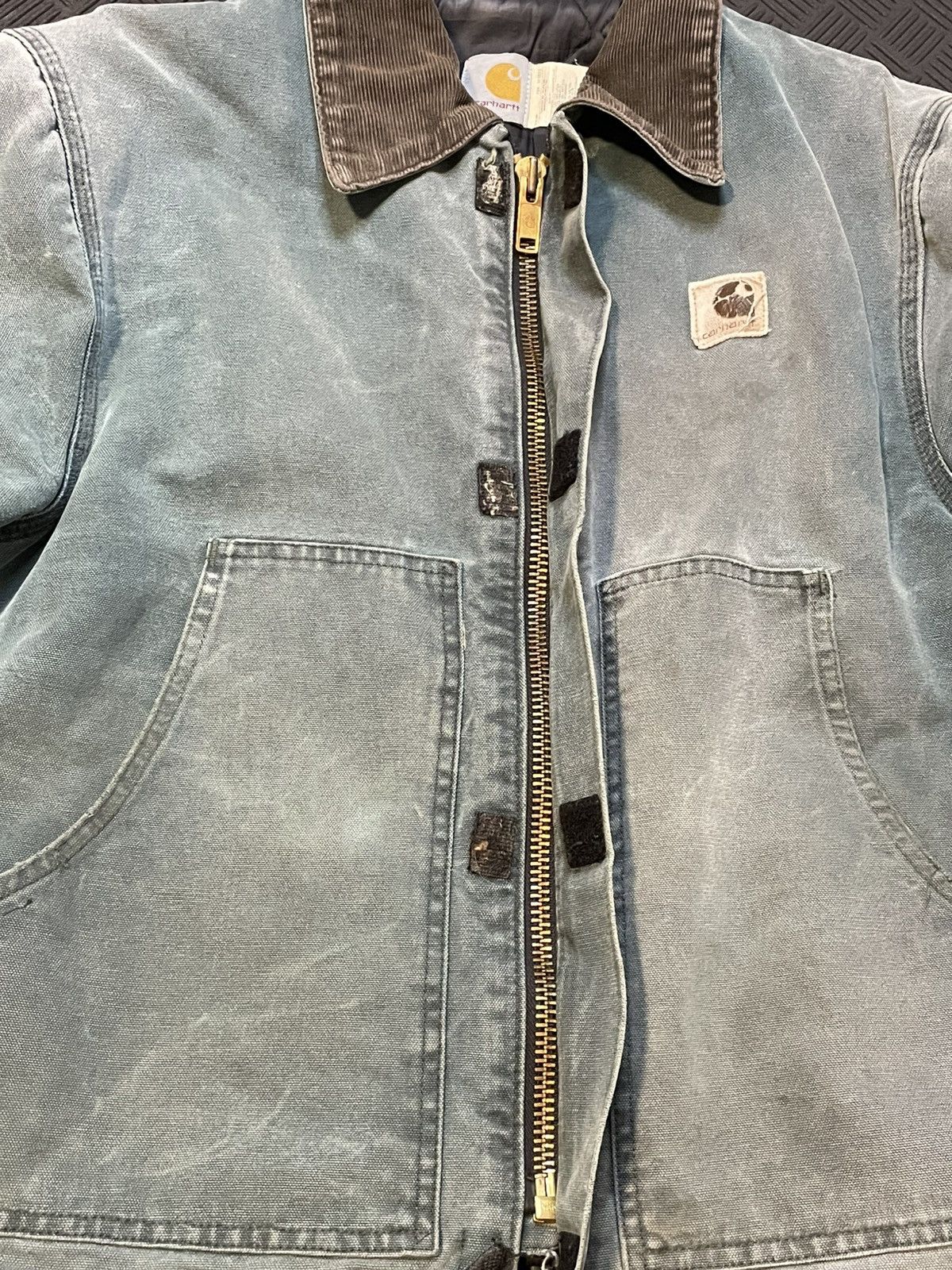 Carhartt J22 Vintage Hunter Green Faded Distressed Carhartt Jacket Size US L / EU 52-54 / 3 - 5 Thumbnail