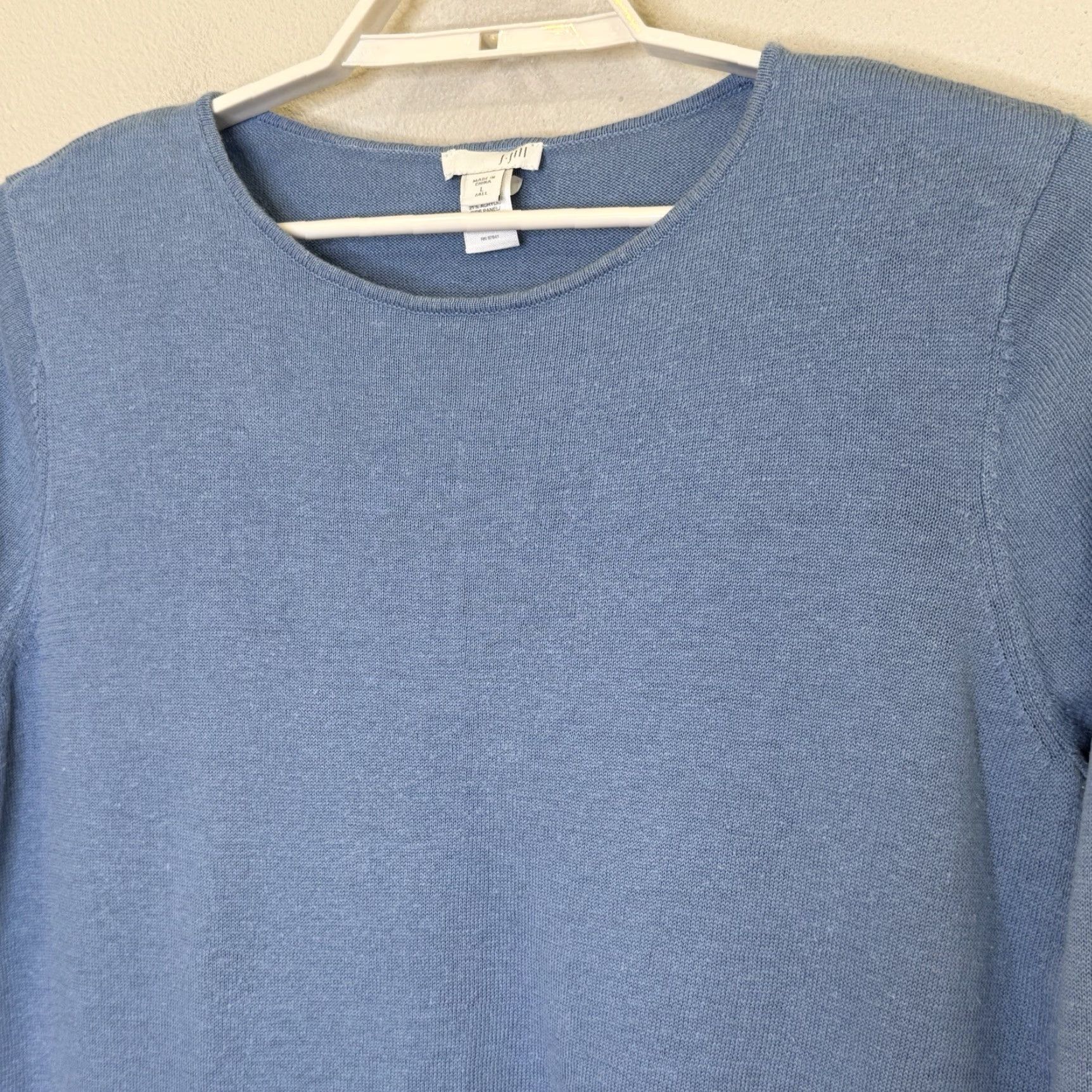 J. Jill J.Jill Pullover Sweater Blue L Tall 3/4 Sleeve Round Neck Layered Look Women Size L / US 10 / IT 46 - 2 Thumbnail
