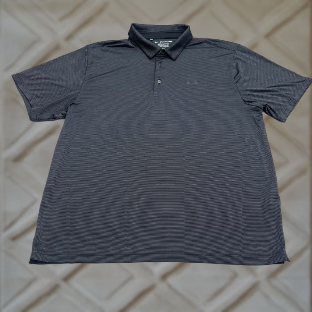 Under Armour Under Armour Shirt 2XL Gray Striped The Playoff Loose Fit Polo Performance Mens Size US XXL / EU 58 / 5 - 1 Thumbnail
