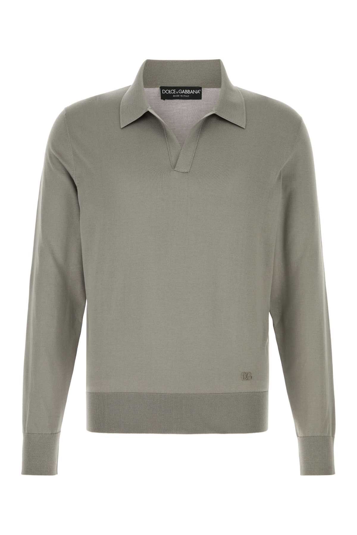 Dolce & Gabbana Grey Silk Polo Shirt Size US M / EU 48-50 / 2 - 1 Thumbnail