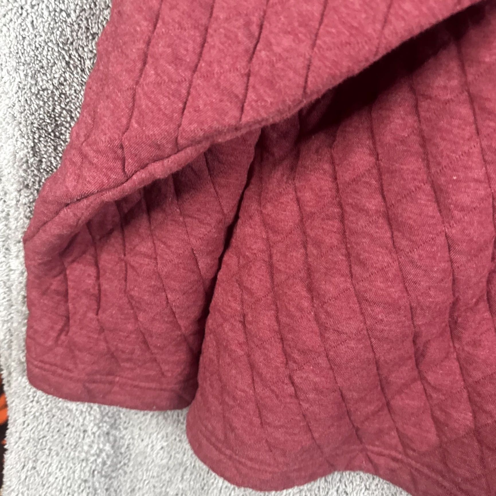 Vintage Crown & Ivy Sweatshirt Mens XL Red Quilted Snap Henley Pullover Mock Neck Lined Winter Heavyweight Insulated Jersey Cotton Polyester Size US XL / EU 56 / 4 - 2 Thumbnail