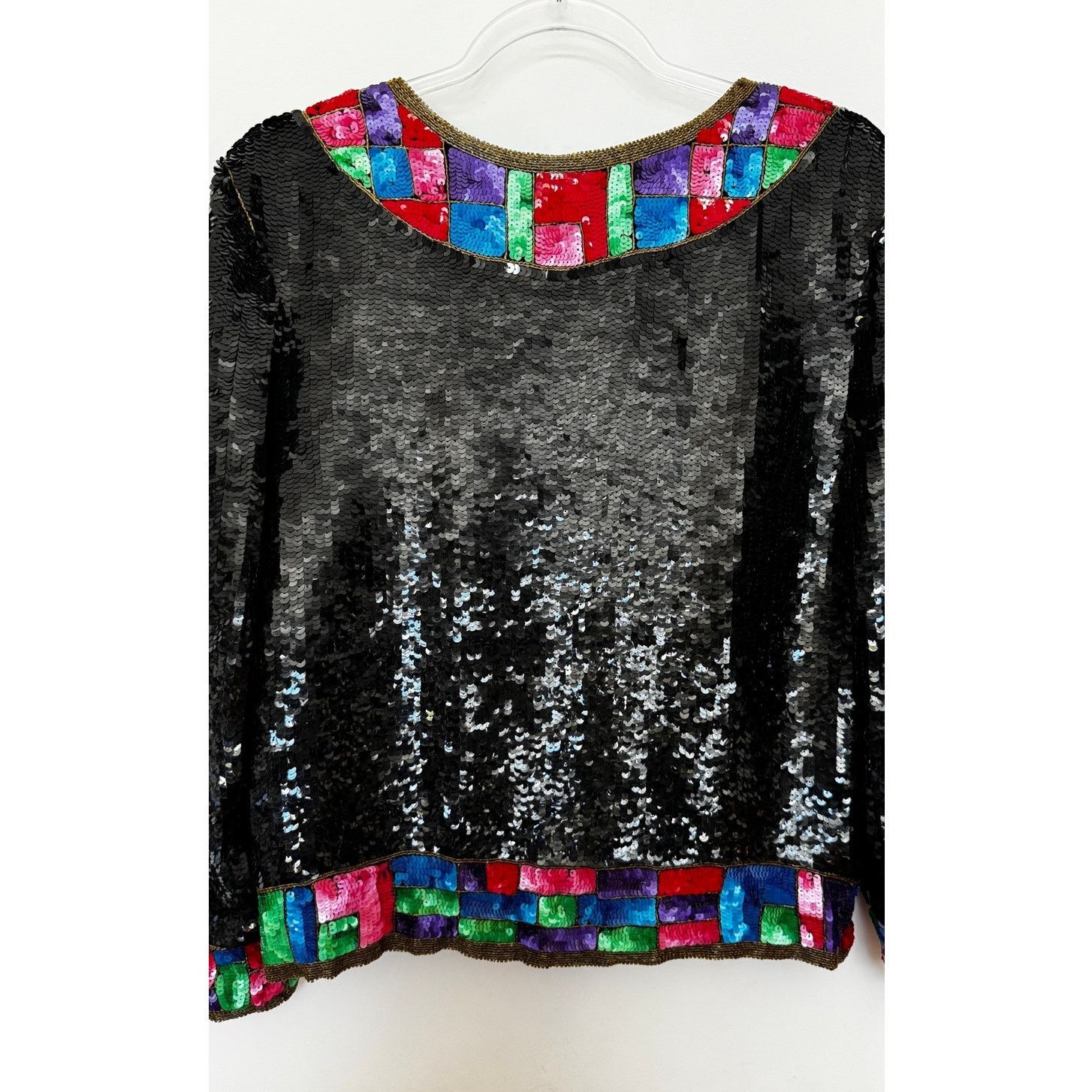Vintage 1980s Pinky Creations Silk Sequin Jacket Black Medium Size M / US 6-8 / IT 42-44 - 12 Thumbnail