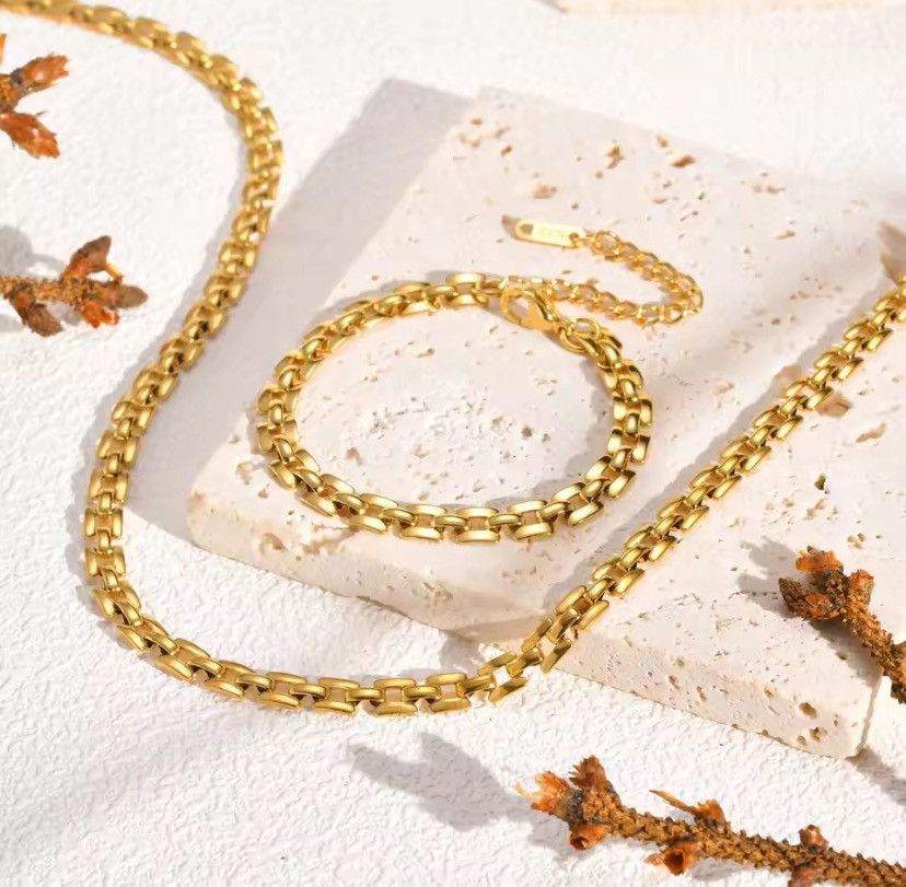 Other Gold Plated Stainless Steel Link Chain Bracelet Necklace Size ONE SIZE - 1 Thumbnail