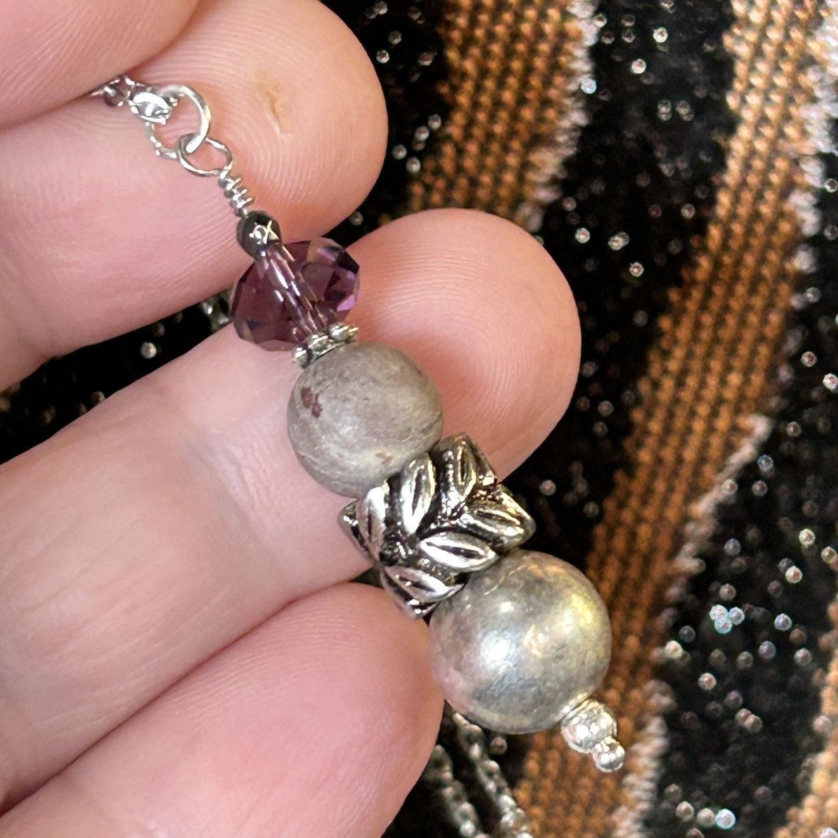 Handmade Handcrafted faceted glass pyrite pendant on chain necklace Size ONE SIZE - 5 Thumbnail