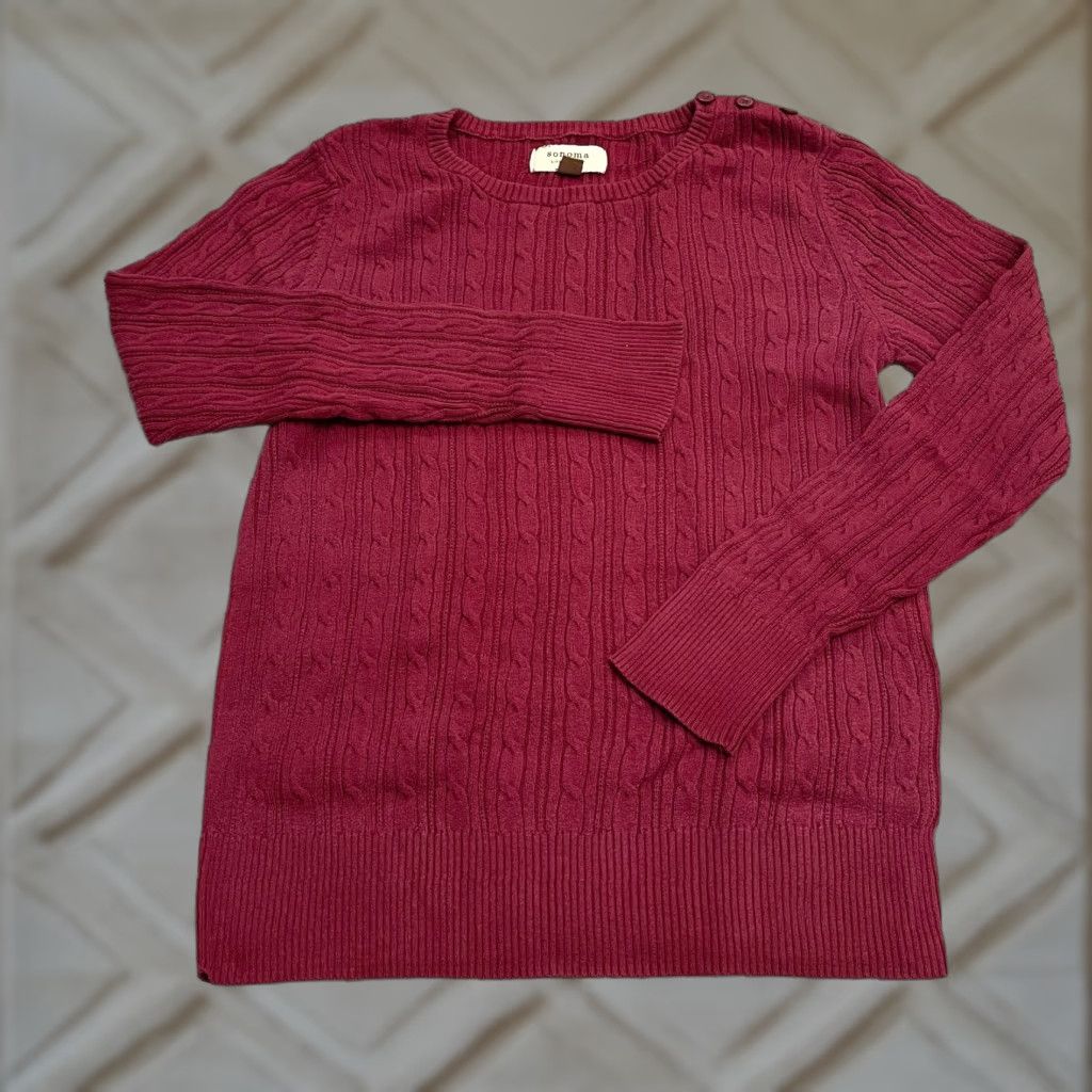 Vintage Sonoma Knit Pullover Sweater Womens M Red Crew Neck Cotton Casual Size M / US 6-8 / IT 42-44 - 1 Thumbnail