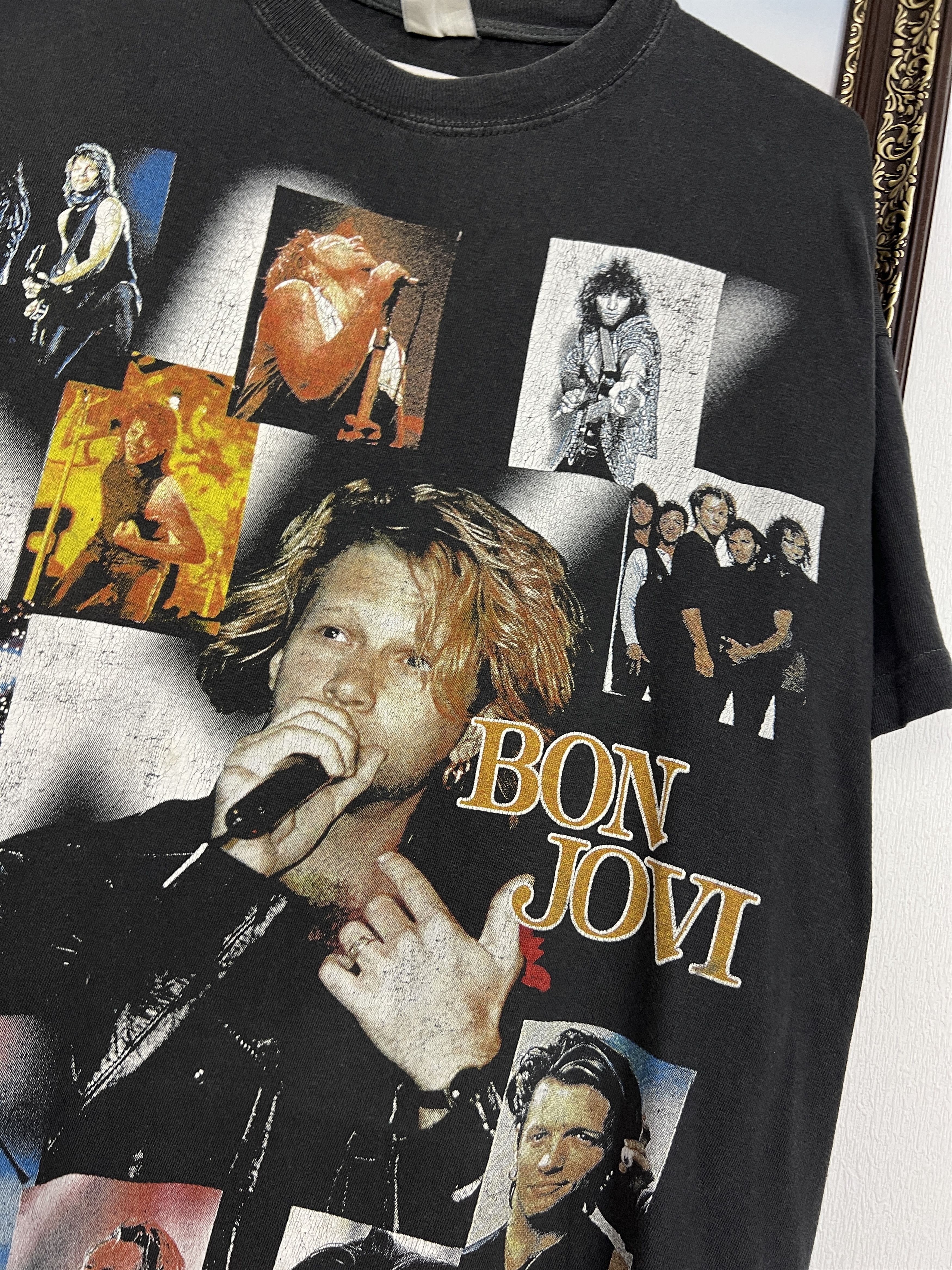 Vintage Bon Jovi New Jersey Over Print Band Tee Shirt Rare Hype Size US L / EU 52-54 / 3 - 4 Thumbnail