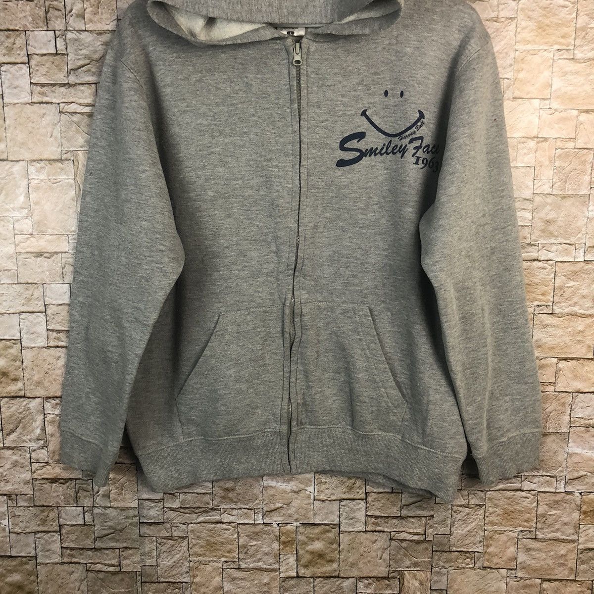 Japanese Brand Harvey Ball Smiley Face like kapital Grey Hoodie sweater#A67 Size US M / EU 48-50 / 2 - 6 Thumbnail