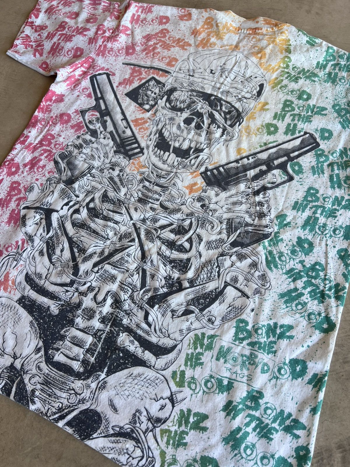 Vintage VINTAGE MORBID RAGS BONZ IN THE HOOD AOP T SHIRT 80s 90s Size US M / EU 48-50 / 2 - 7 Thumbnail