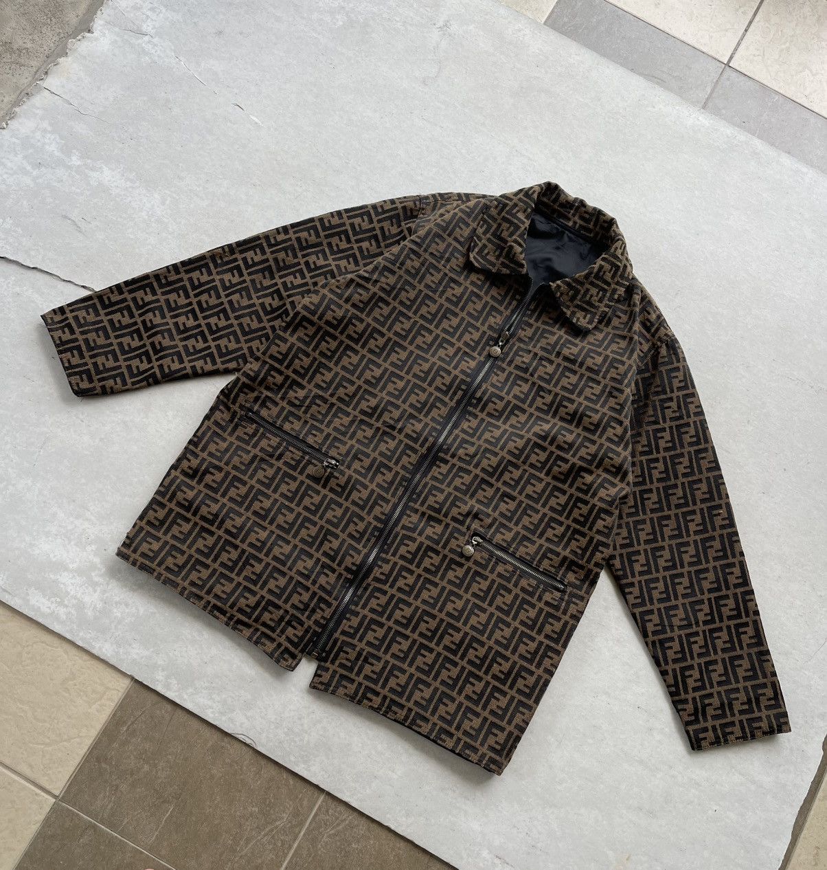 Fendi 🔥VINTAGE FENDI ROMA ZUCCA MONOGRAM PATTERN REVERSIBLE JACKET Size US L / EU 52-54 / 3 - 5 Thumbnail