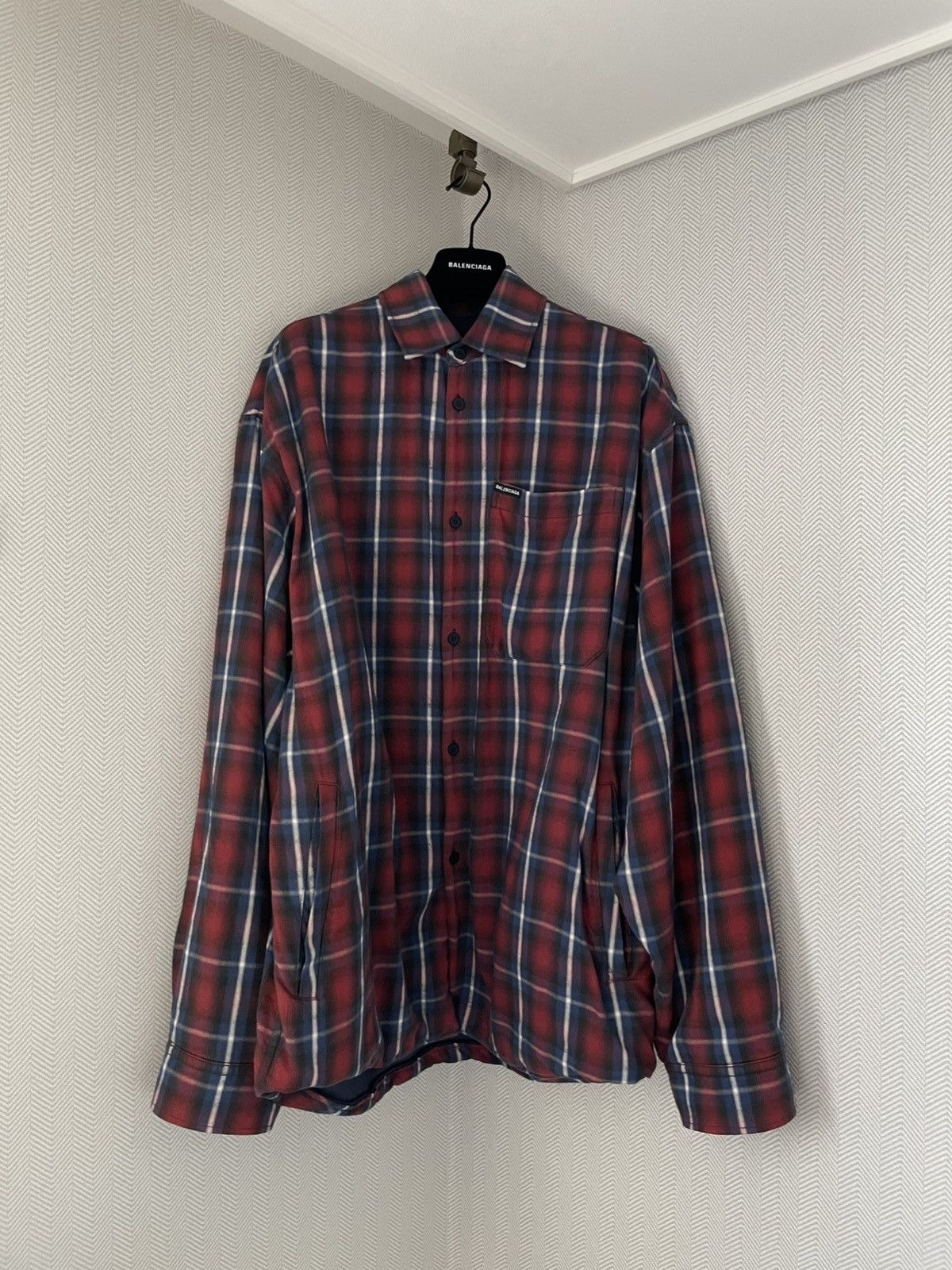Balenciaga (Brand New) BALENCIAGA Lined Check Jacket – Red & Blue Size US L / EU 52-54 / 3 - 3 Thumbnail