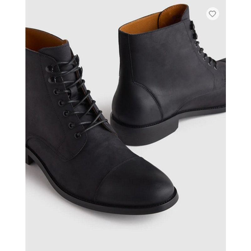 Quince Quince Crafted Leather Cap Toe Lace Up Boot Black Size 9 Size US 9 / EU 42 - 1 Thumbnail