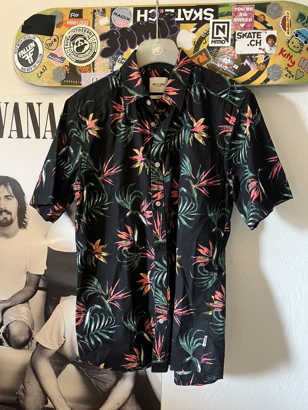 ONLY & SONS × Vintage Black Hawaiian shirt Size US S / EU 44-46 / 1 - 1 Thumbnail