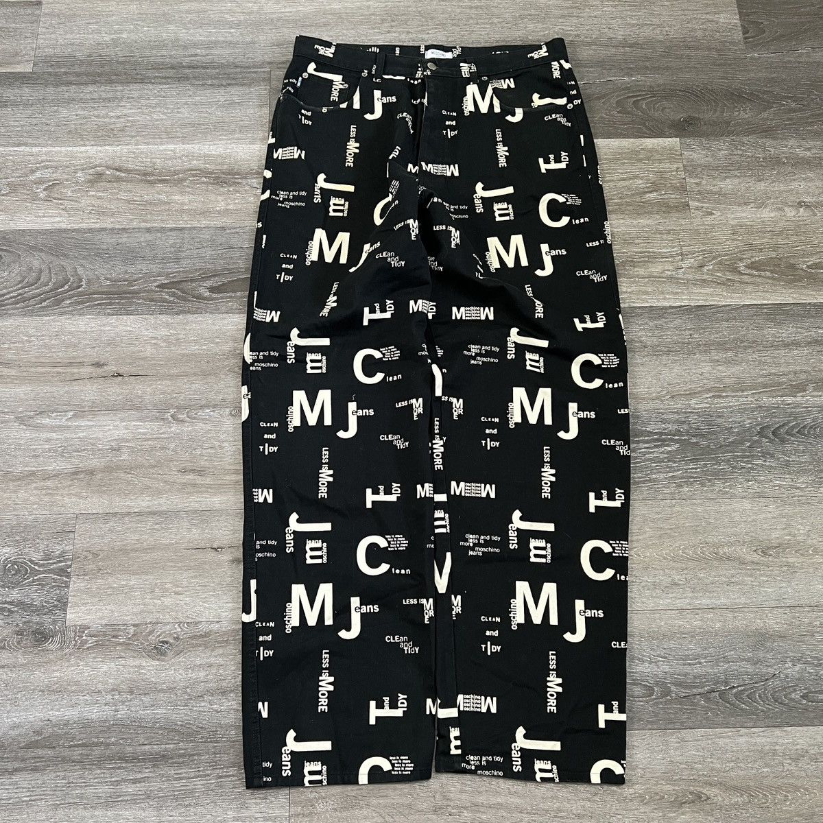 image of Y2K Moschino Jeans Wide Leg Baggy Less Is More in Black, Men's (Size 36)