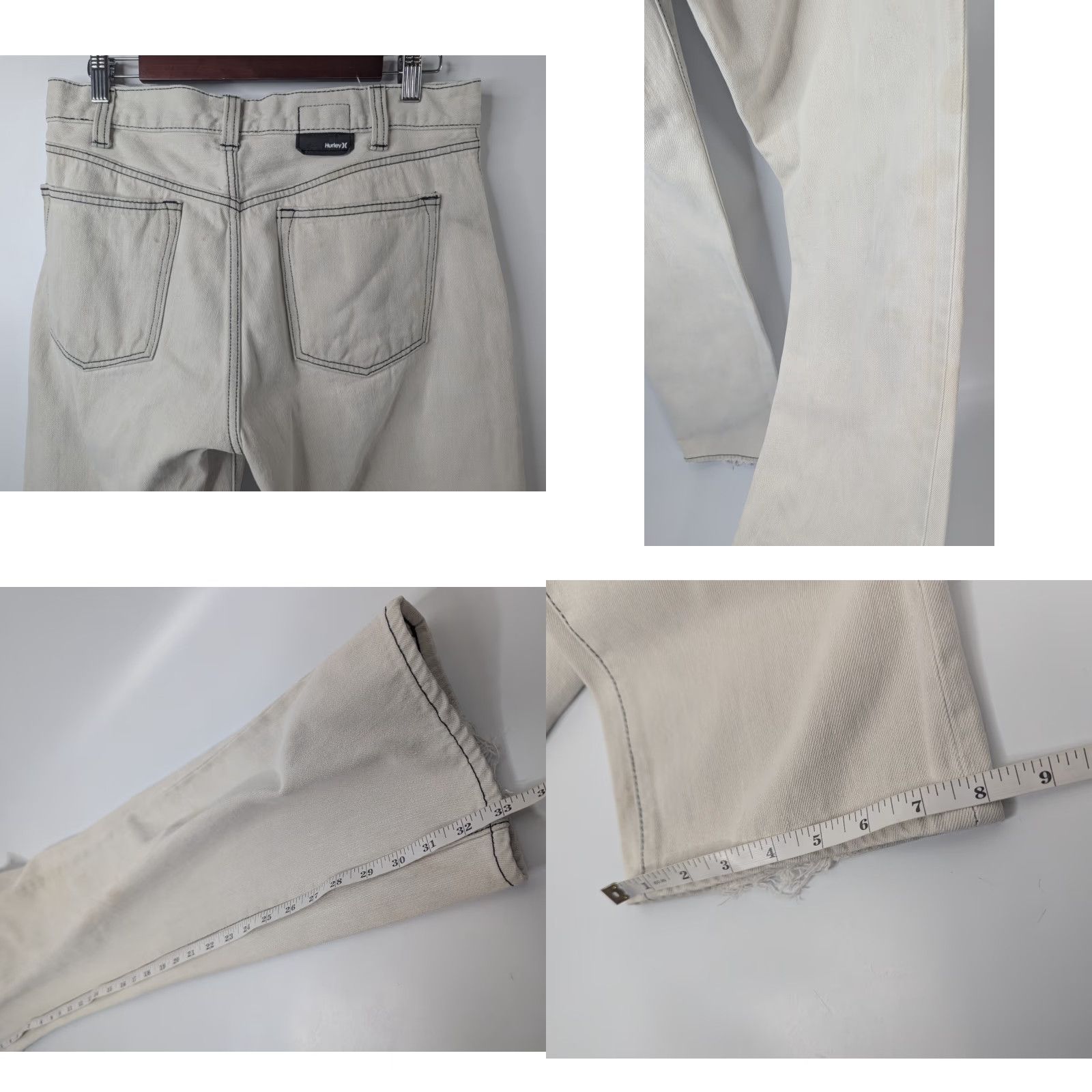 Hurley Hurley Jeans Men 32 Slim Denim Cotton Khaki Beige 5-Pocket Stain Logo Vintage No 90s Skater Grunge Size US 32 / EU 48 - 8 Thumbnail