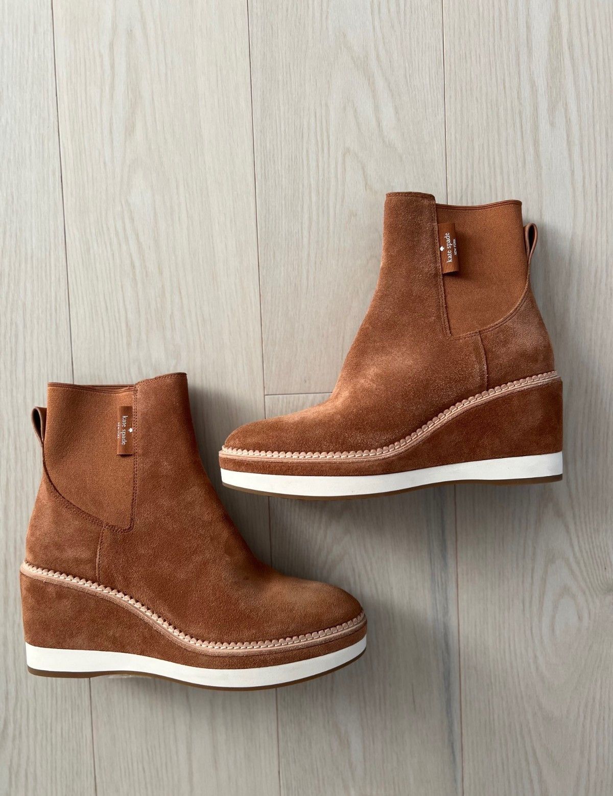 Kate Spade Kate Spade Addison Wedge Suede Booties in Tan ( 10 ) Size US 10 / IT 40 - 2 Thumbnail