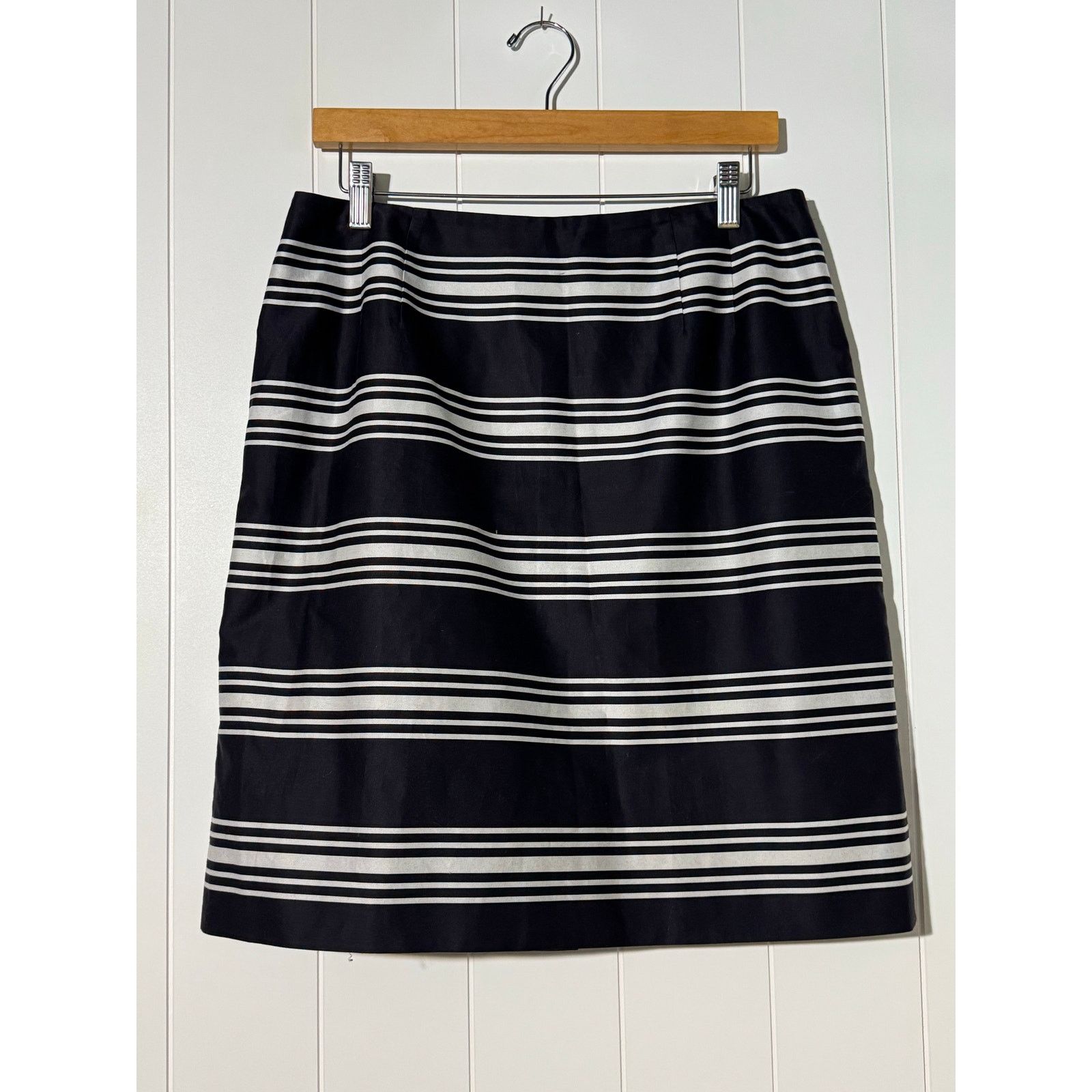 Other Talbots Striped Pencil Skirt Lined Black White 12 Size 34" / US 12 / IT 48 - 1 Thumbnail