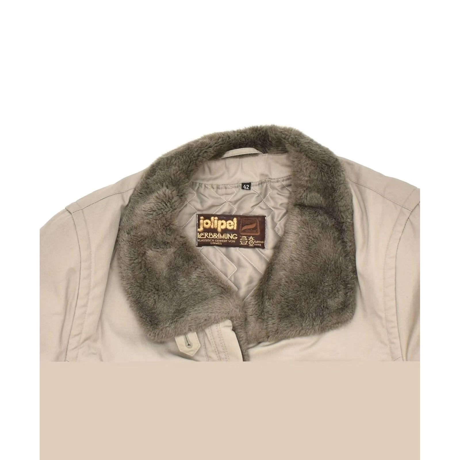 Vintage JOLIPEL Womens Overcoat Large Brown Cotton EU 42 Size L / US 10 / IT 46 - 3 Thumbnail