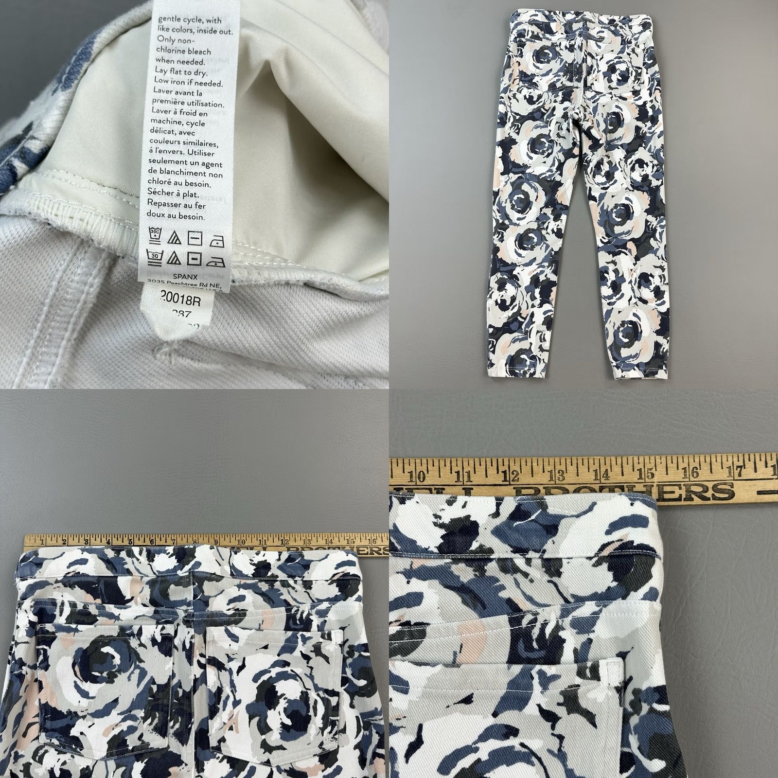Spanx Spanx Jeani-ish Leggings Womens Large Blue Floral High Rise Shaping Stretch Jeans Style Jegging Fall Spring Summer Winter Women Size 36" / US 14 / IT 50 - 8 Thumbnail
