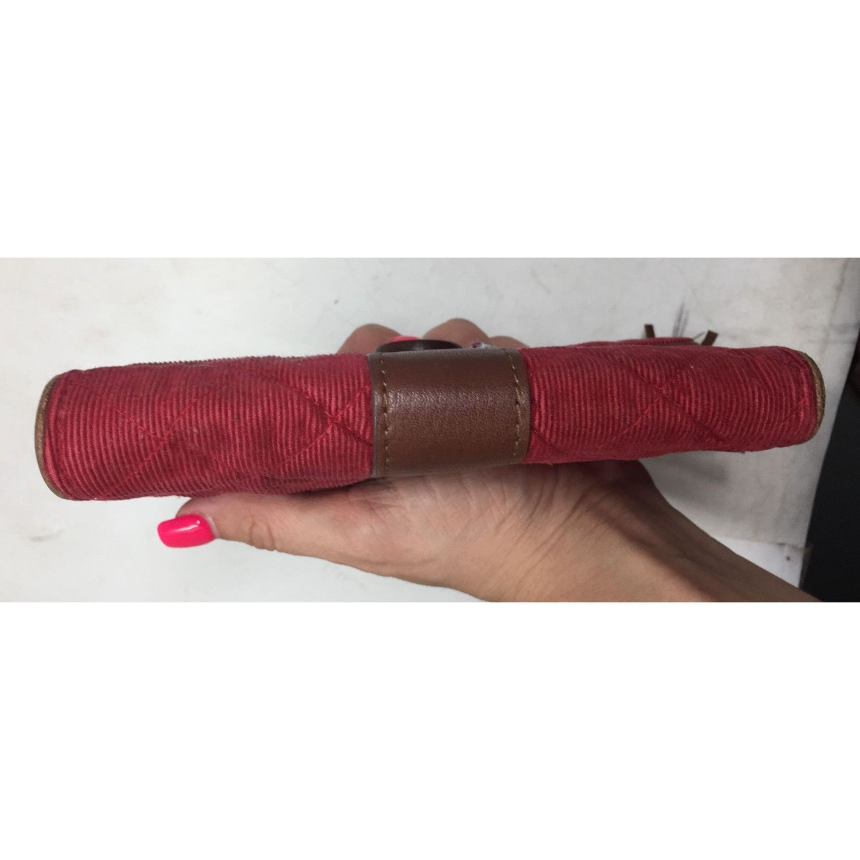 Vera Bradley Vintage Vera Bradley Red Corduroy and Brown Leather Wallet Size ONE SIZE - 7 Thumbnail