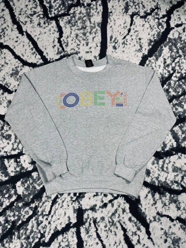 Obey Obey crewneck sweatshirt gray logo S Size US S / EU 44-46 / 1 - 1 Thumbnail